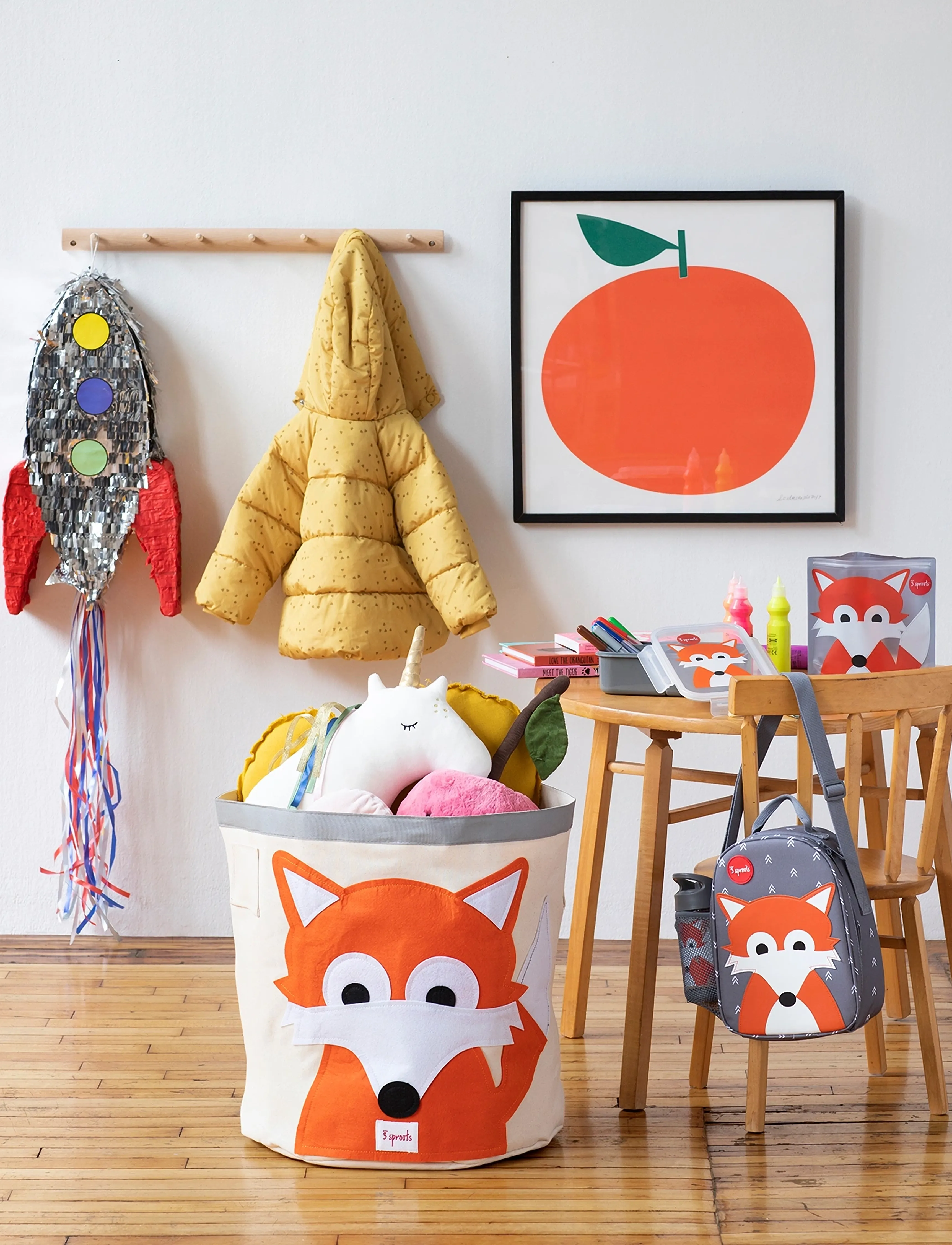 3 Sprouts 3 Sprouts Lunch Bag, Fox/Gray, One Size, Grey, Måltidstid > Madkasser, Børn