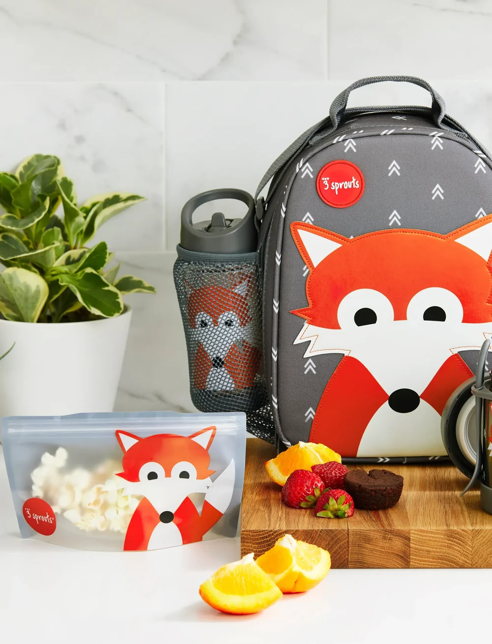 3 Sprouts - 3 Sprouts Lunch Bag, Fox/Gray - lõunasöögikarbid - gray - 4