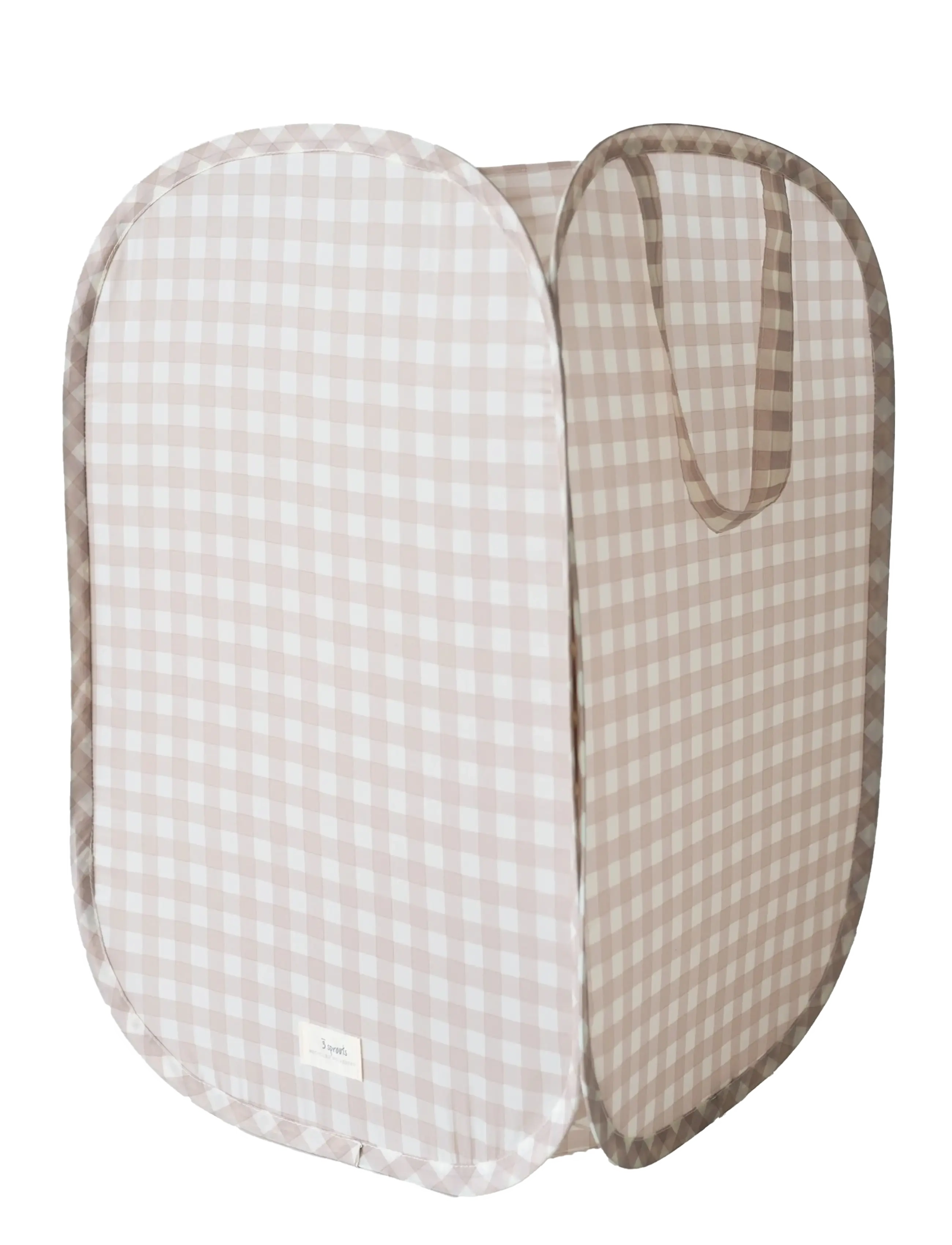 3 Sprouts Pop-Up Laundry Hamper, Gingham Beige, Opbevaringskasse, Beige, Str: ONE SIZE
