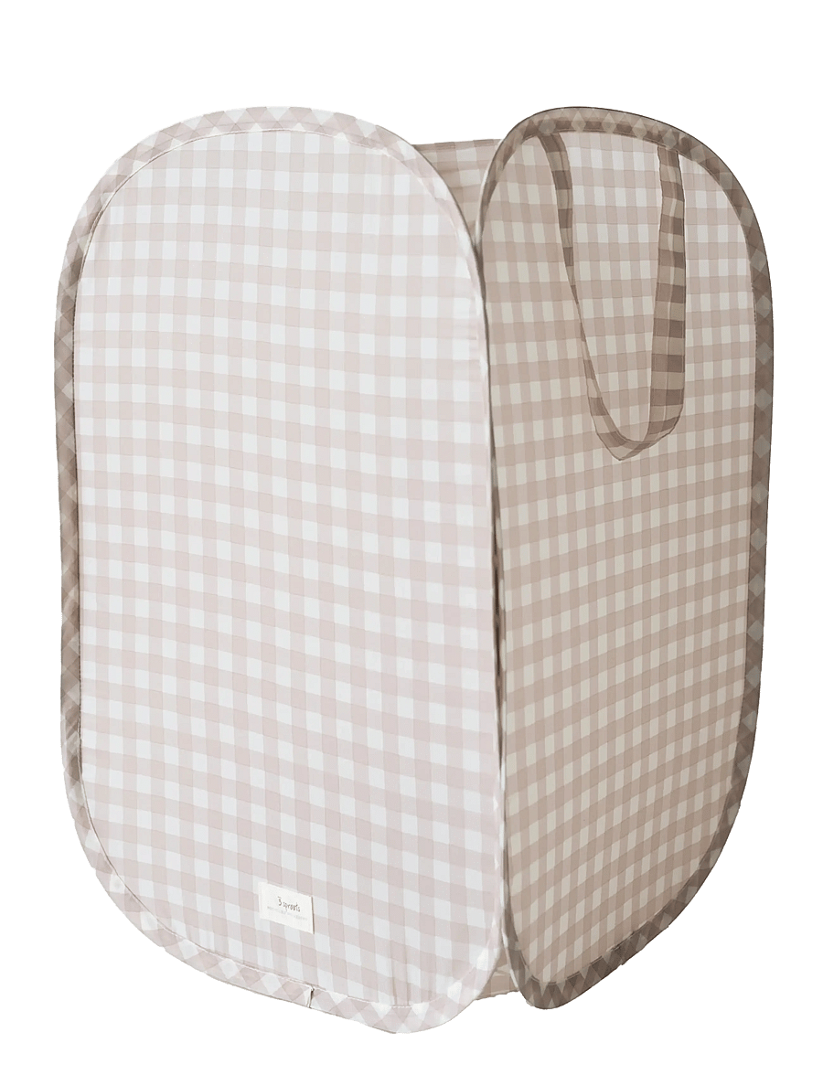3 Sprouts - 3 Sprouts Pop-Up Laundry Hamper, Gingham beige - beige - 1