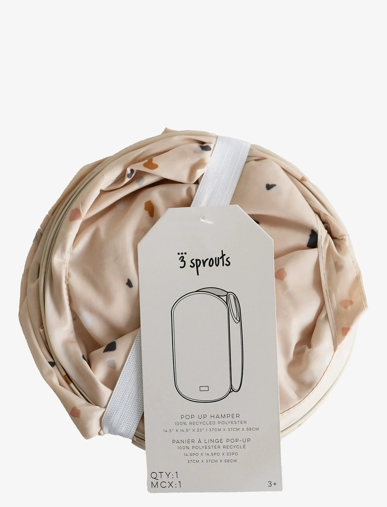 3 Sprouts - 3 Sprouts Pop-Up Laundry Hamper, Terrazzo beige - storage boxes - beige - 2