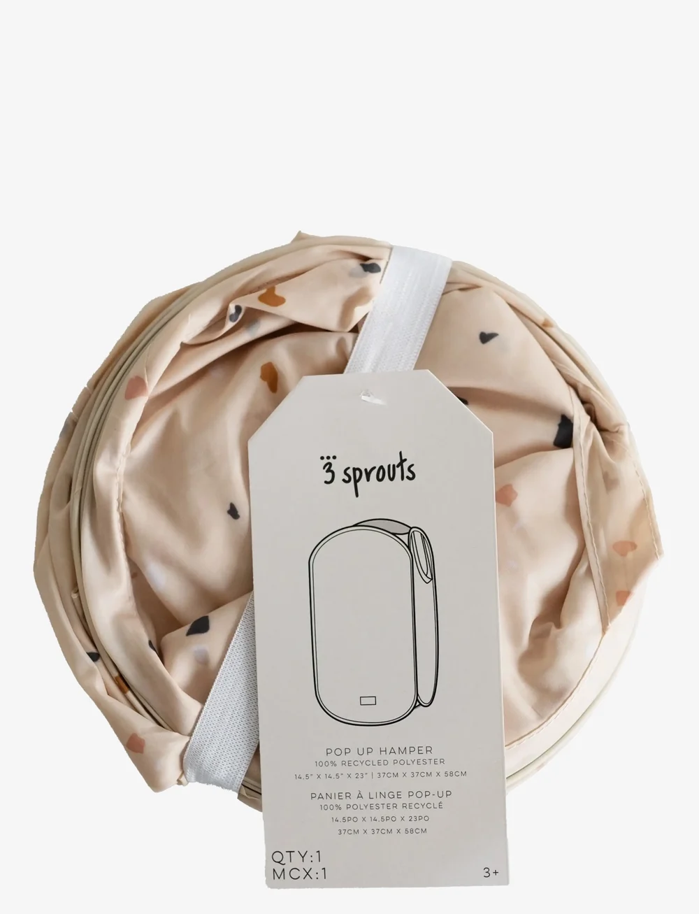 3 Sprouts - 3 Sprouts Pop-Up Laundry Hamper, Terrazzo beige - opbevaringskasser - beige - 2