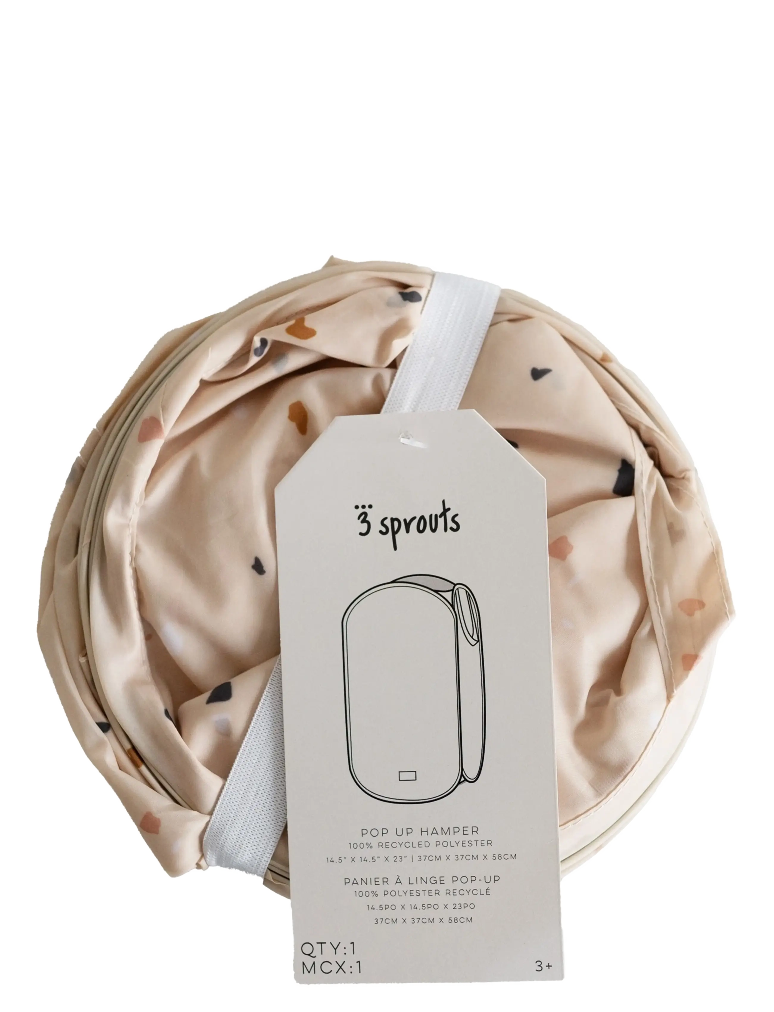 3 Sprouts - 3 Sprouts Pop-Up Laundry Hamper, Terrazzo beige - aufbewahrungsboxen - beige - 2