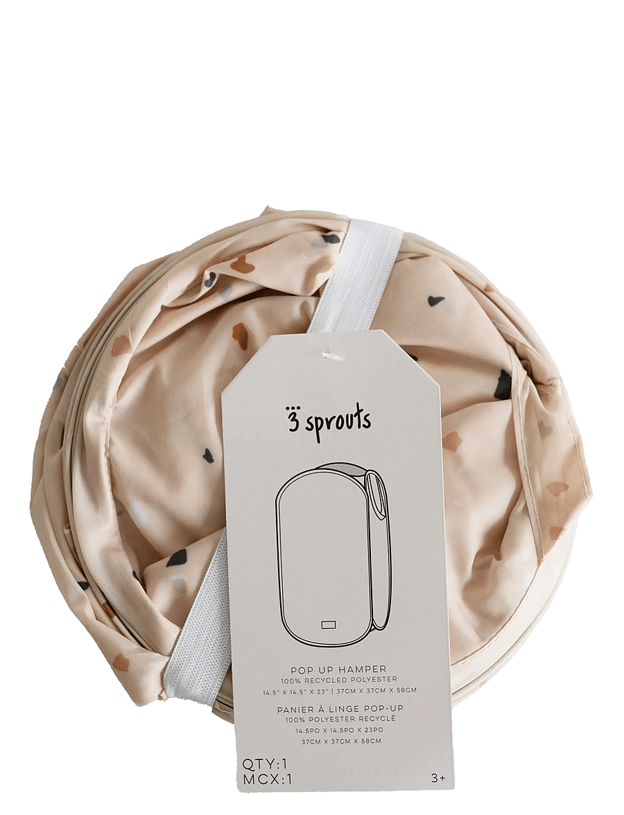 3 Sprouts - 3 Sprouts Pop-Up Laundry Hamper, Terrazzo beige - aufbewahrungsboxen - beige - 2