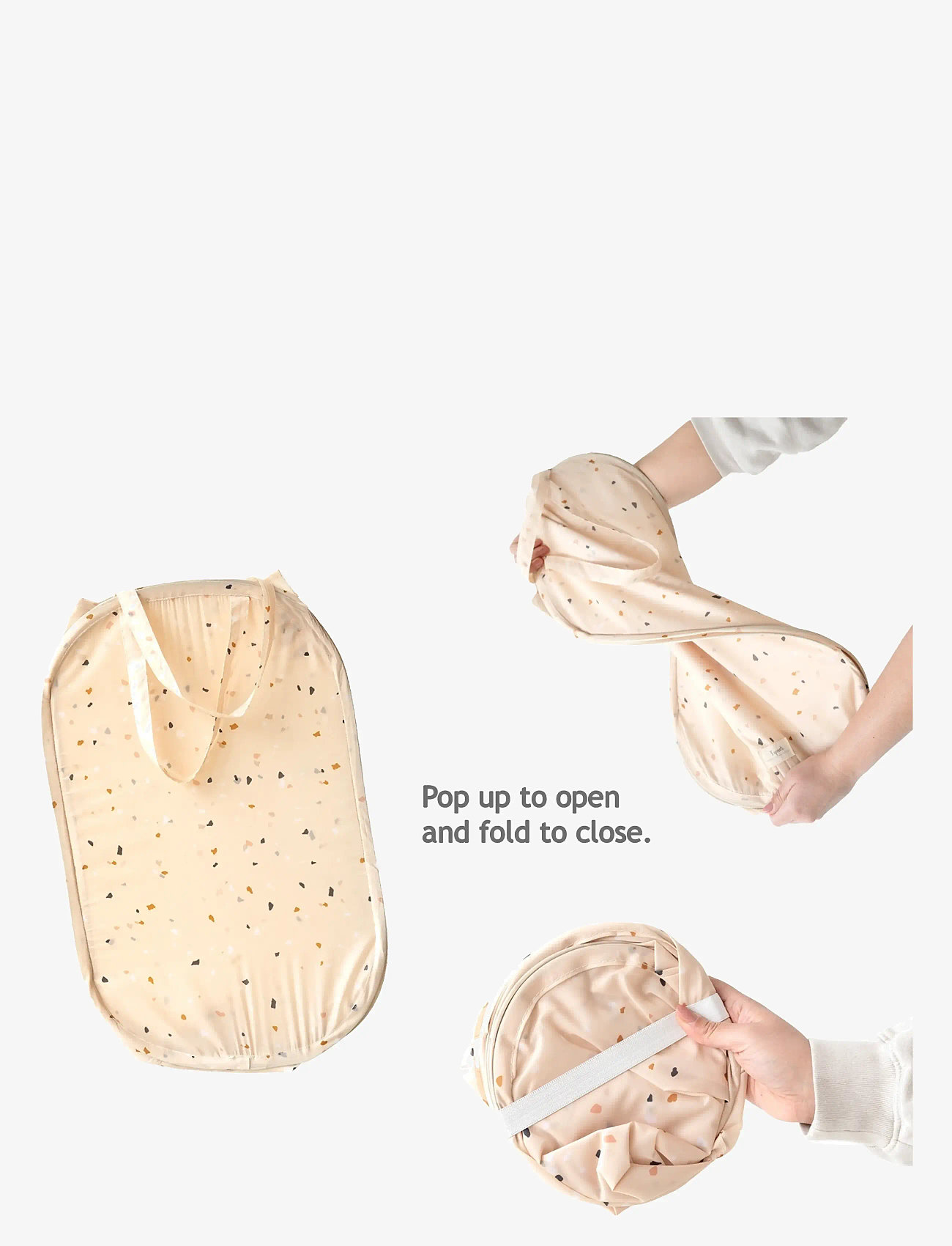 3 Sprouts - 3 Sprouts Pop-Up Laundry Hamper, Terrazzo beige - storage boxes - beige - 3