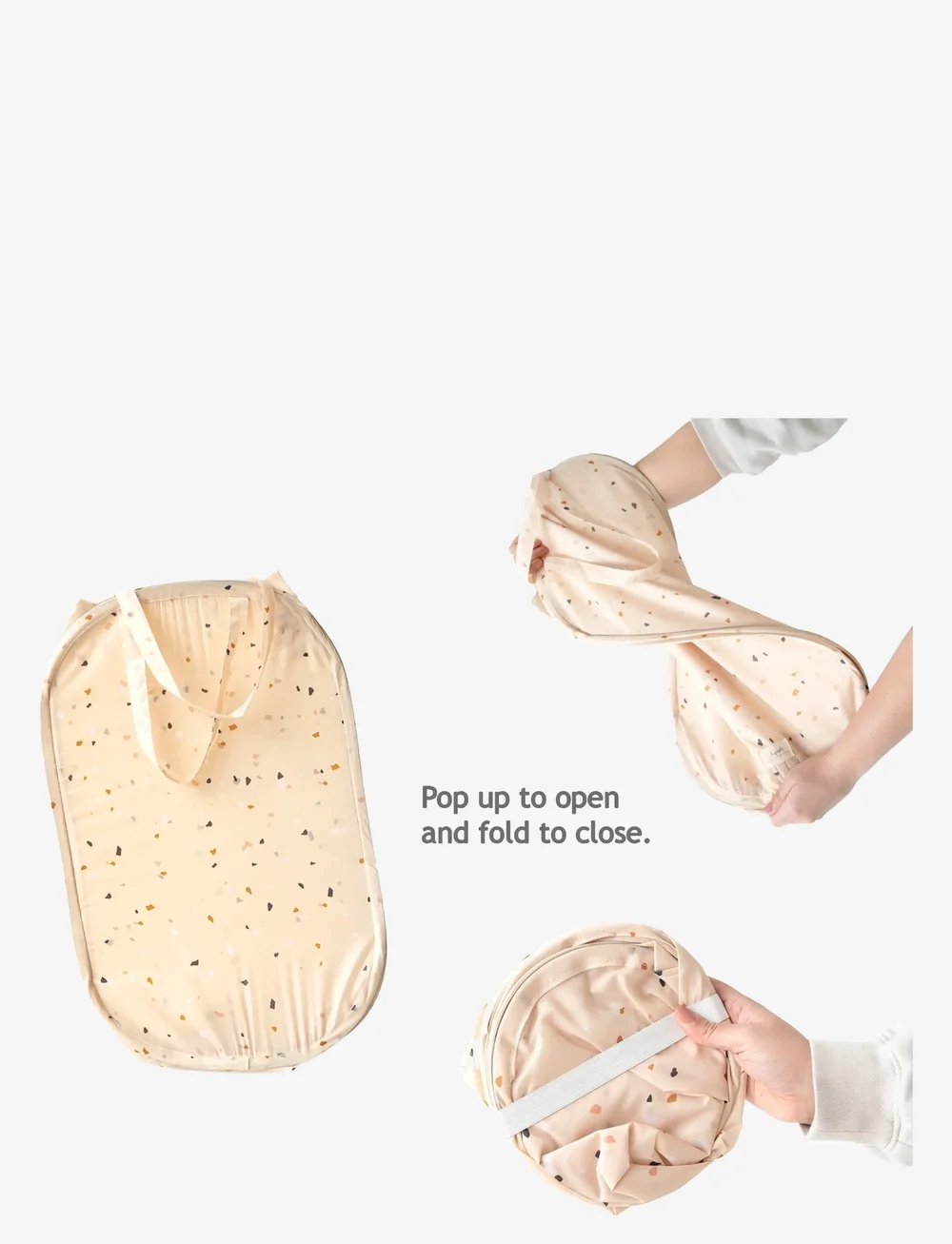 3 Sprouts - 3 Sprouts Pop-Up Laundry Hamper, Terrazzo beige - opbevaringskasser - beige - 3