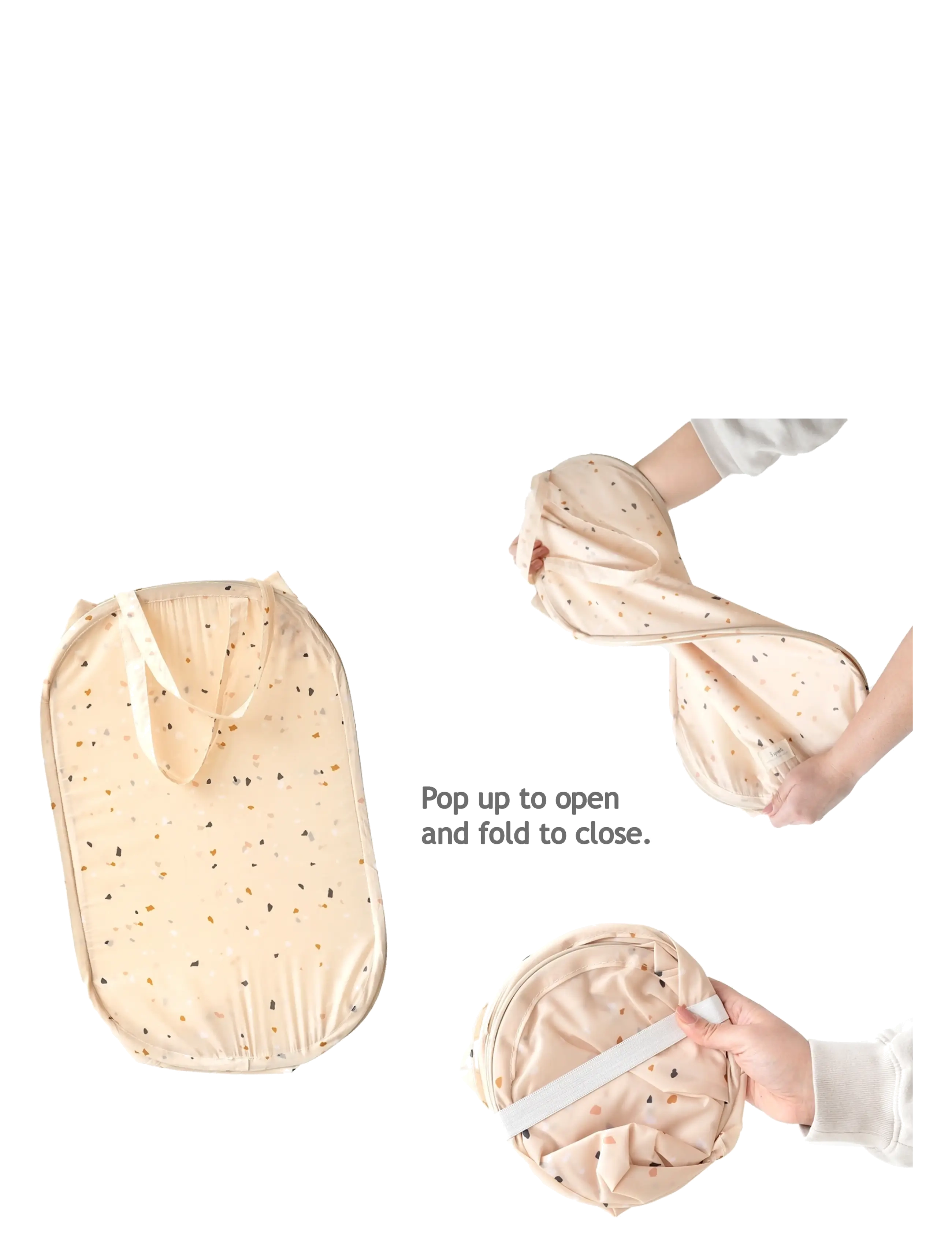 3 Sprouts - 3 Sprouts Pop-Up Laundry Hamper, Terrazzo beige - aufbewahrungsboxen - beige - 3