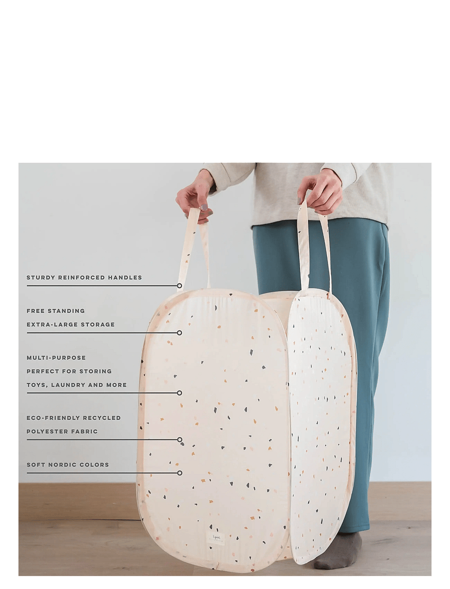 3 Sprouts - 3 Sprouts Pop-Up Laundry Hamper, Terrazzo beige - aufbewahrungsboxen - beige - 4