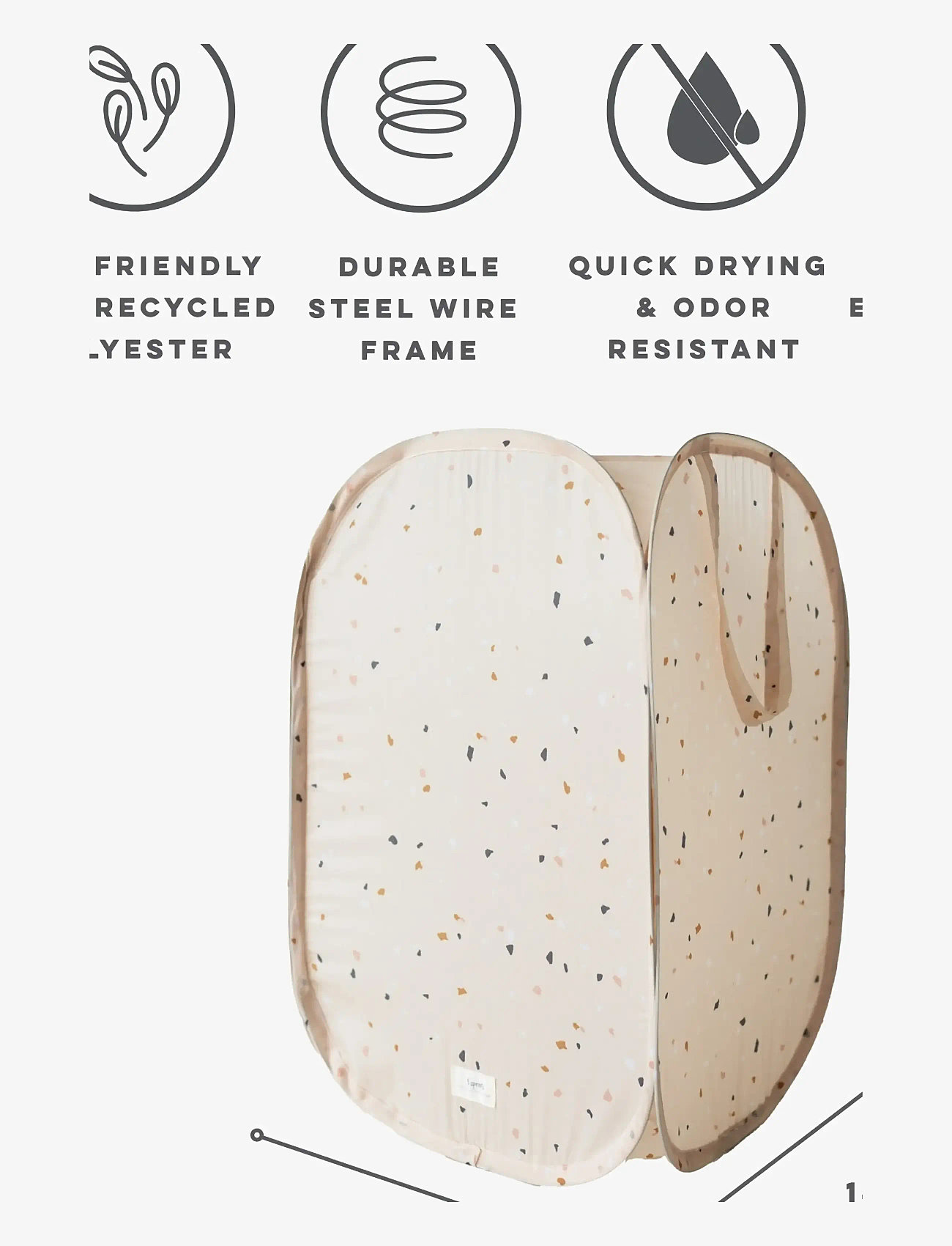 3 Sprouts - 3 Sprouts Pop-Up Laundry Hamper, Terrazzo beige - storage boxes - beige - 5