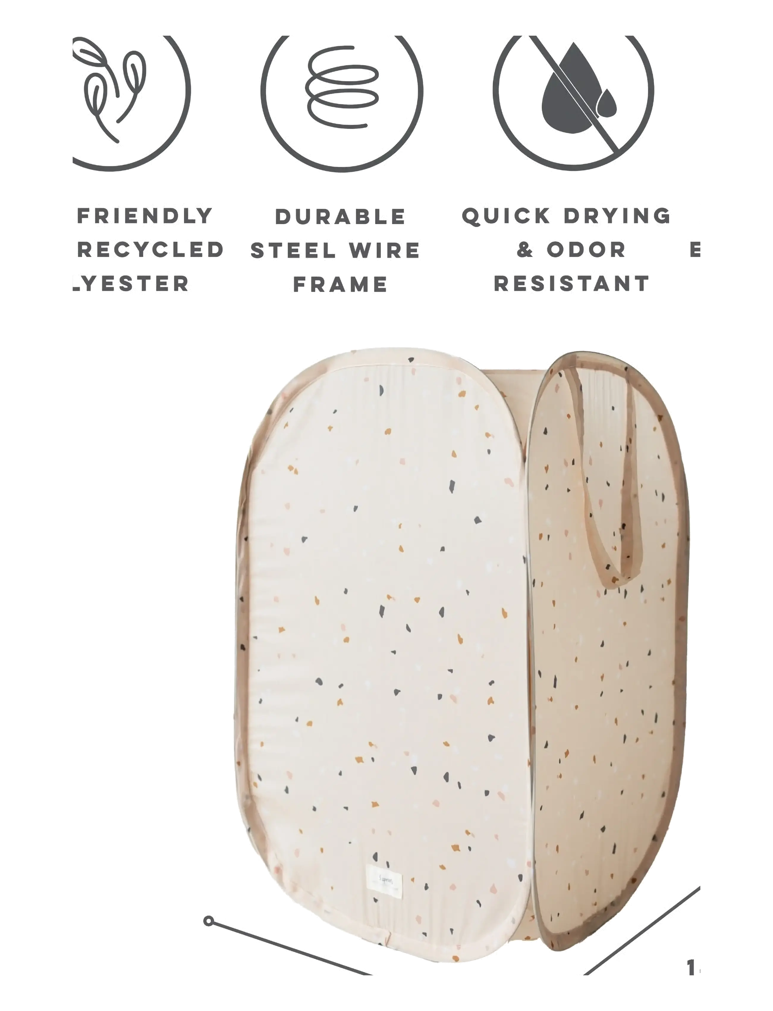 3 Sprouts - 3 Sprouts Pop-Up Laundry Hamper, Terrazzo beige - aufbewahrungsboxen - beige - 5