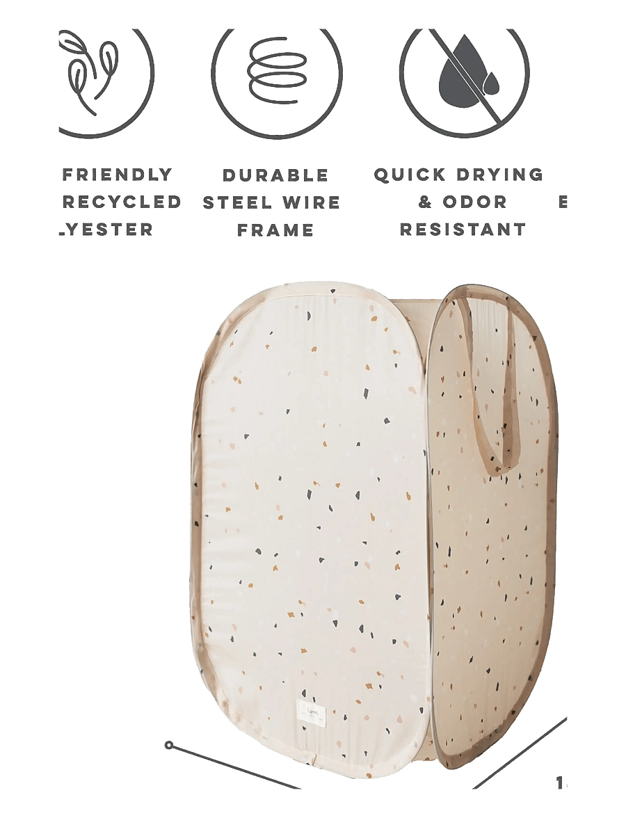 3 Sprouts - 3 Sprouts Pop-Up Laundry Hamper, Terrazzo beige - aufbewahrungsboxen - beige - 5