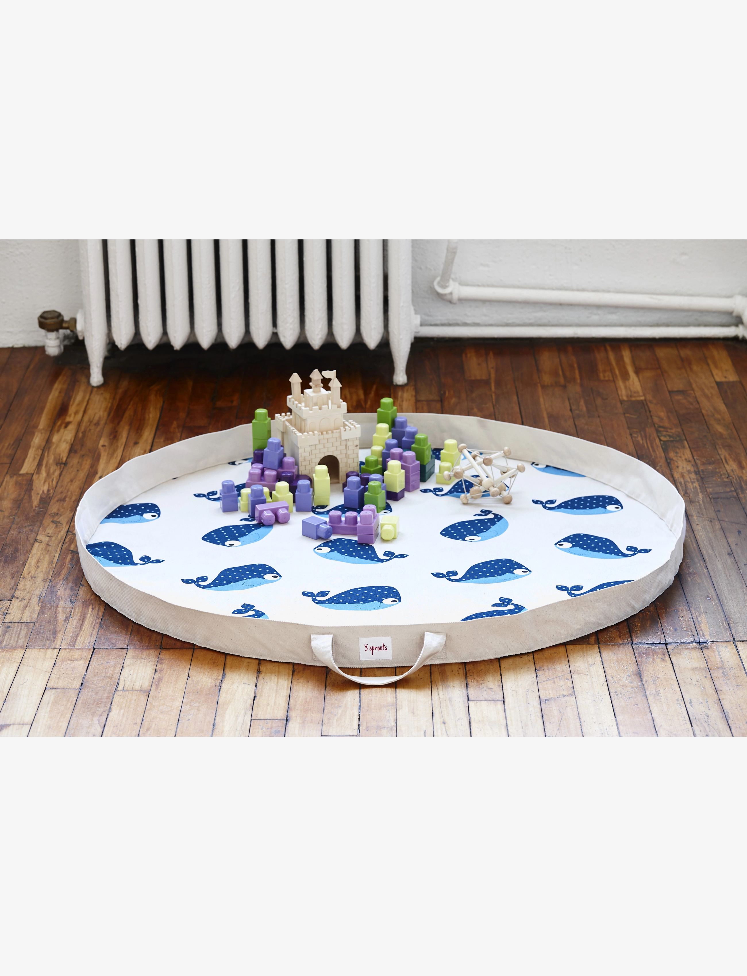 3 Sprouts - Play blanket - legemåtter - blue - whale - 1