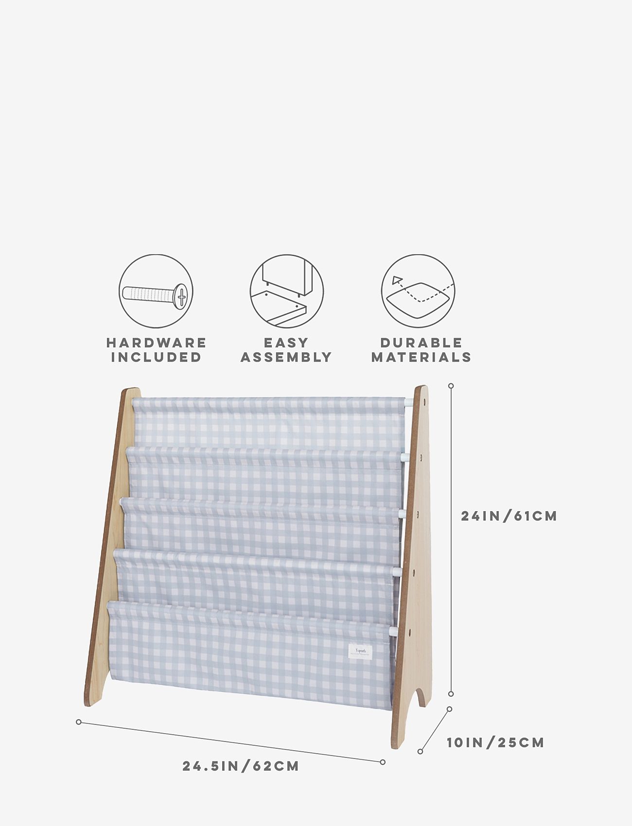 3 Sprouts - 3 Sprouts Bookcase, Gingham blue - blue - 1