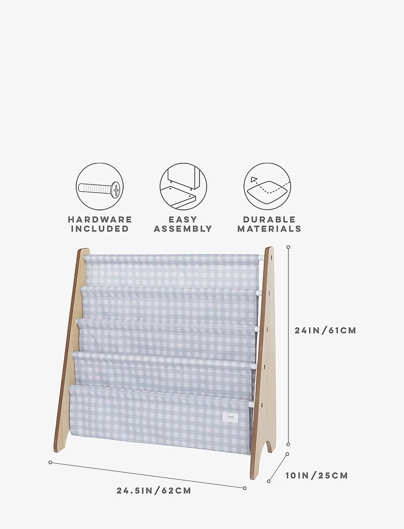 3 Sprouts - 3 Sprouts Bookcase, Gingham blue - förvaringskorgar - blue - 1