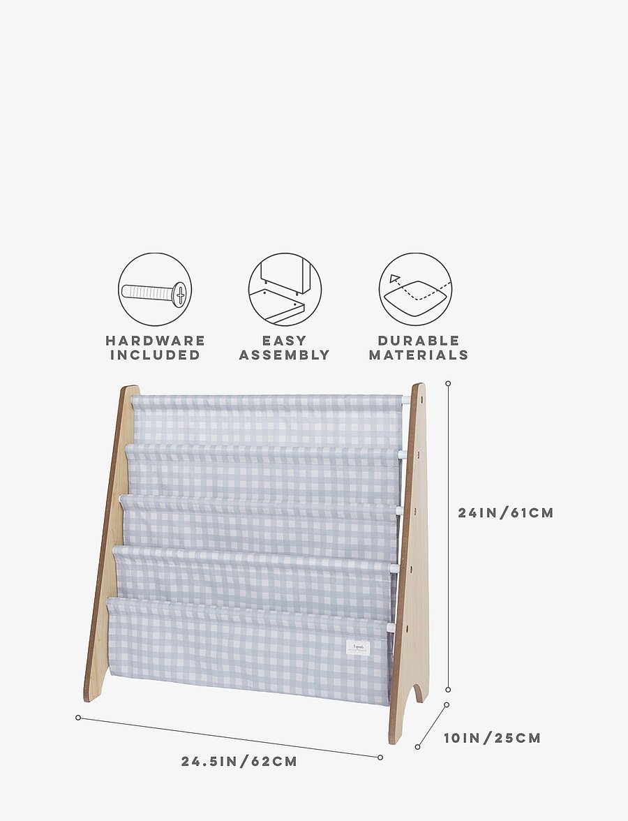 3 Sprouts - 3 Sprouts Bookcase, Gingham blue - blue - 1