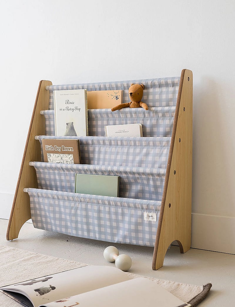 3 Sprouts - 3 Sprouts Bookcase, Gingham blue - förvaringskorgar - blue - 4