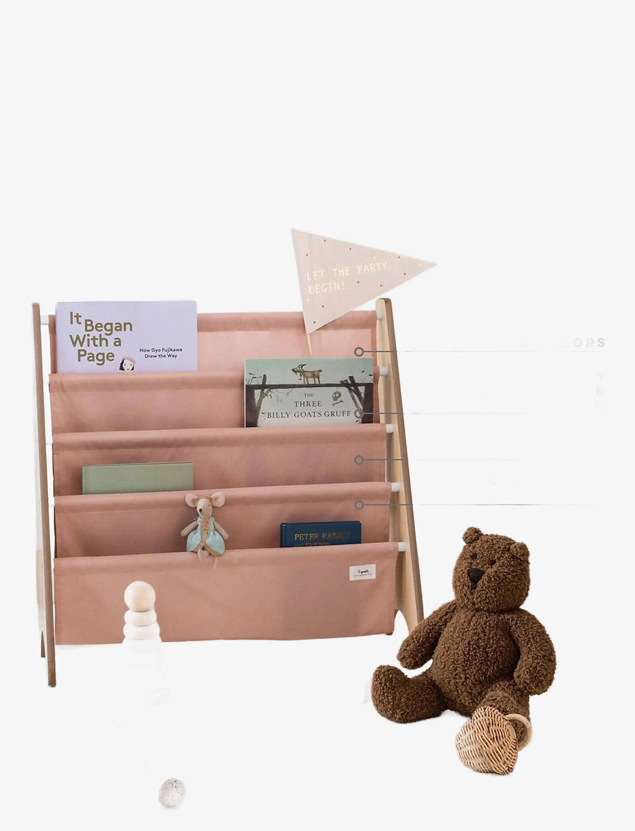 3 Sprouts - 3 Sprouts Book Rack, Clay - hyllor - pink - 3