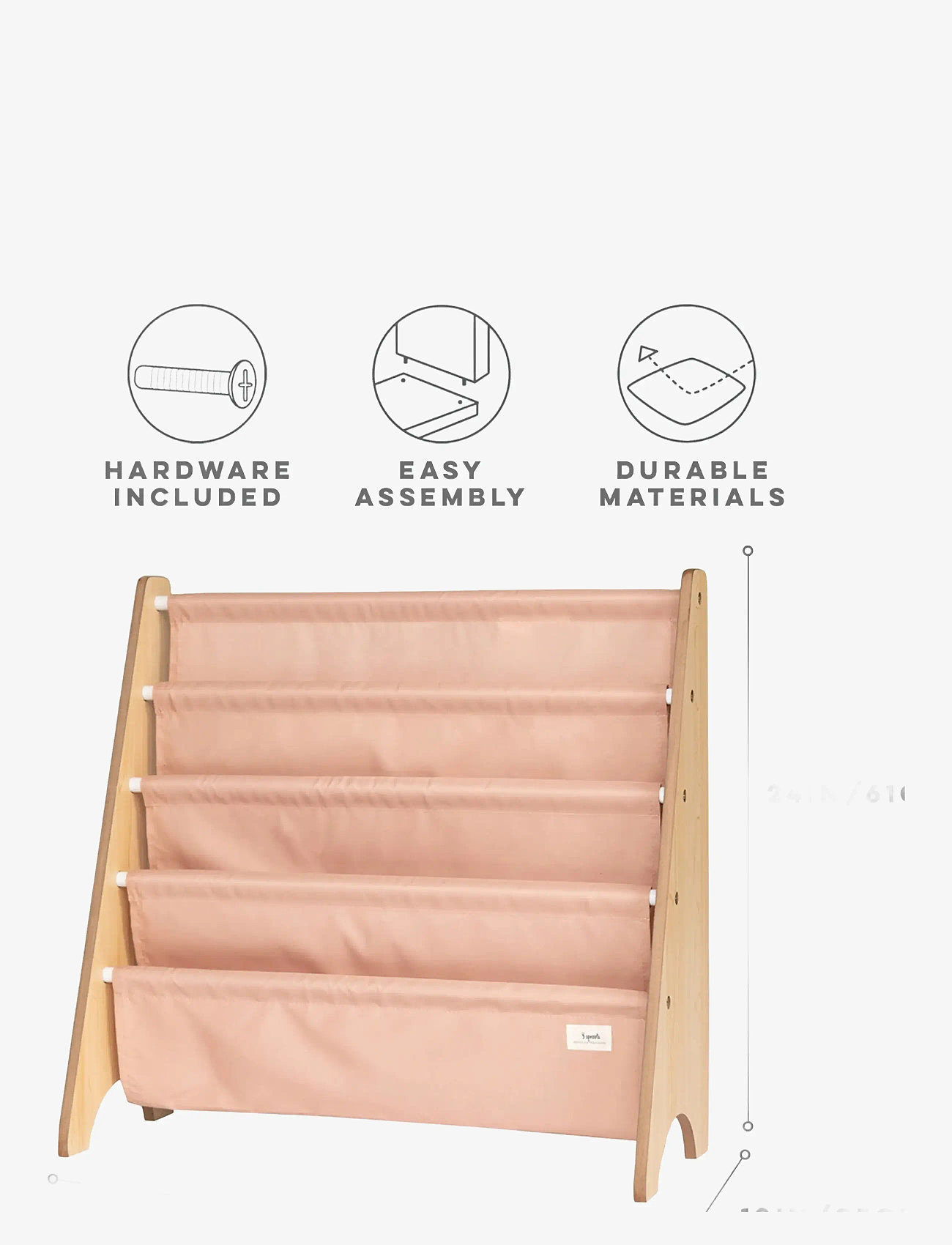 3 Sprouts - 3 Sprouts Book Rack, Clay - hyllor - pink - 4