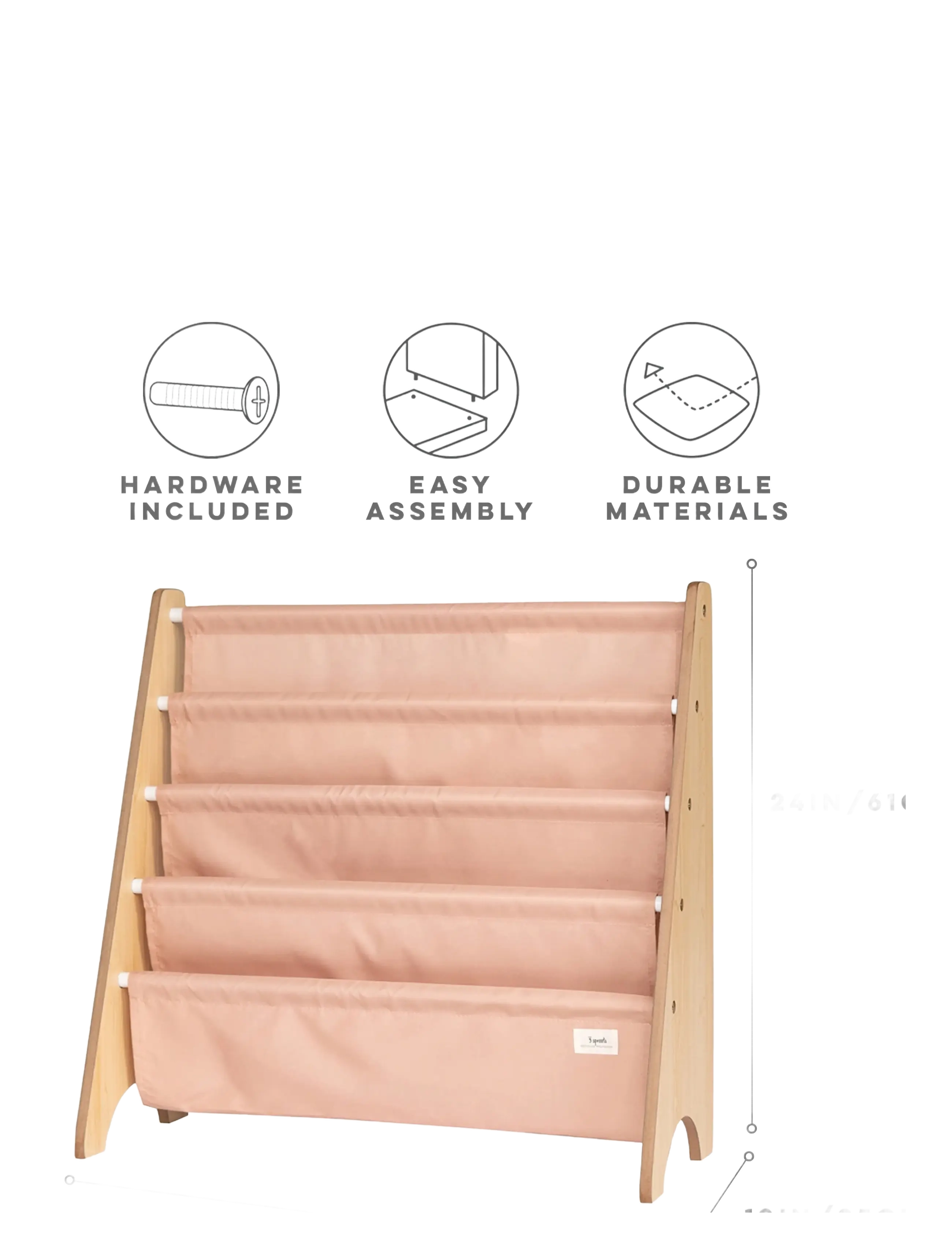 3 Sprouts - 3 Sprouts Book Rack, Clay - hylder - pink - 4