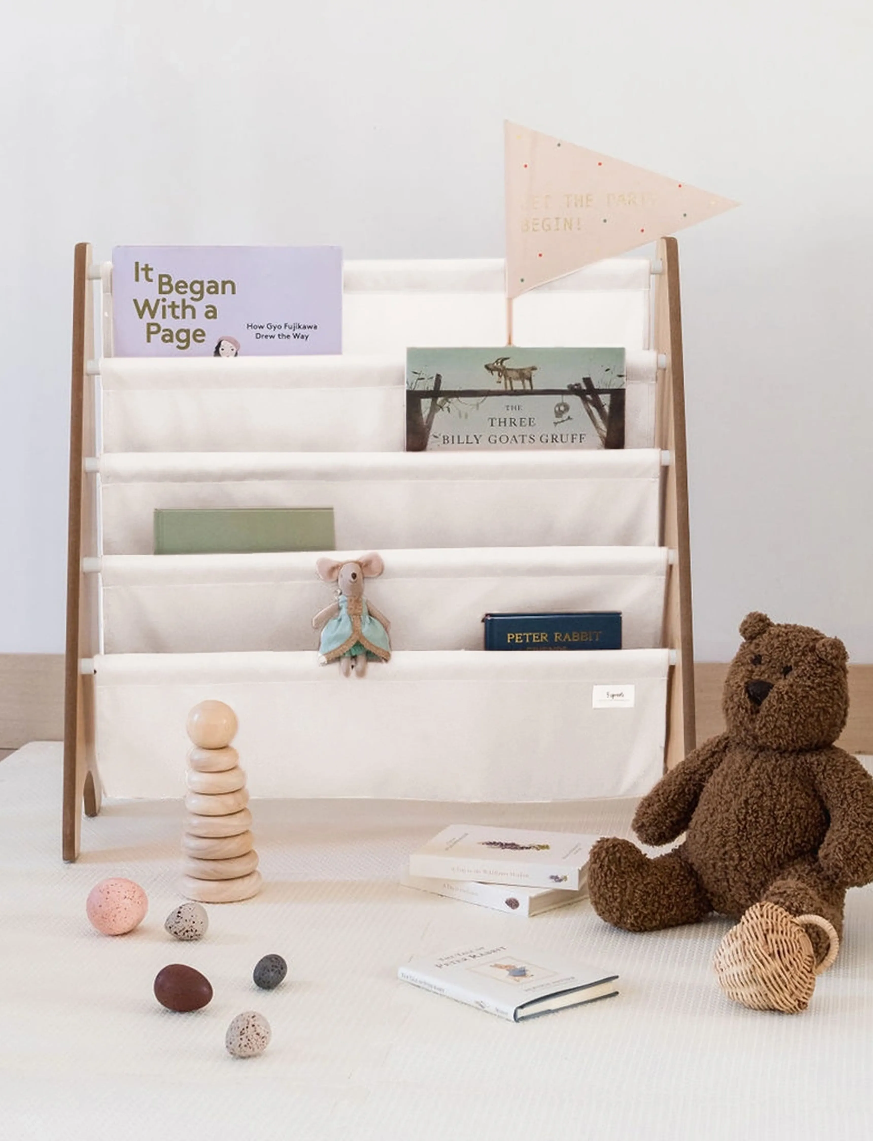 3 Sprouts 3 Sprouts Book Rack, Cream, One Size, Cream, Møbler > Hylder, Børn