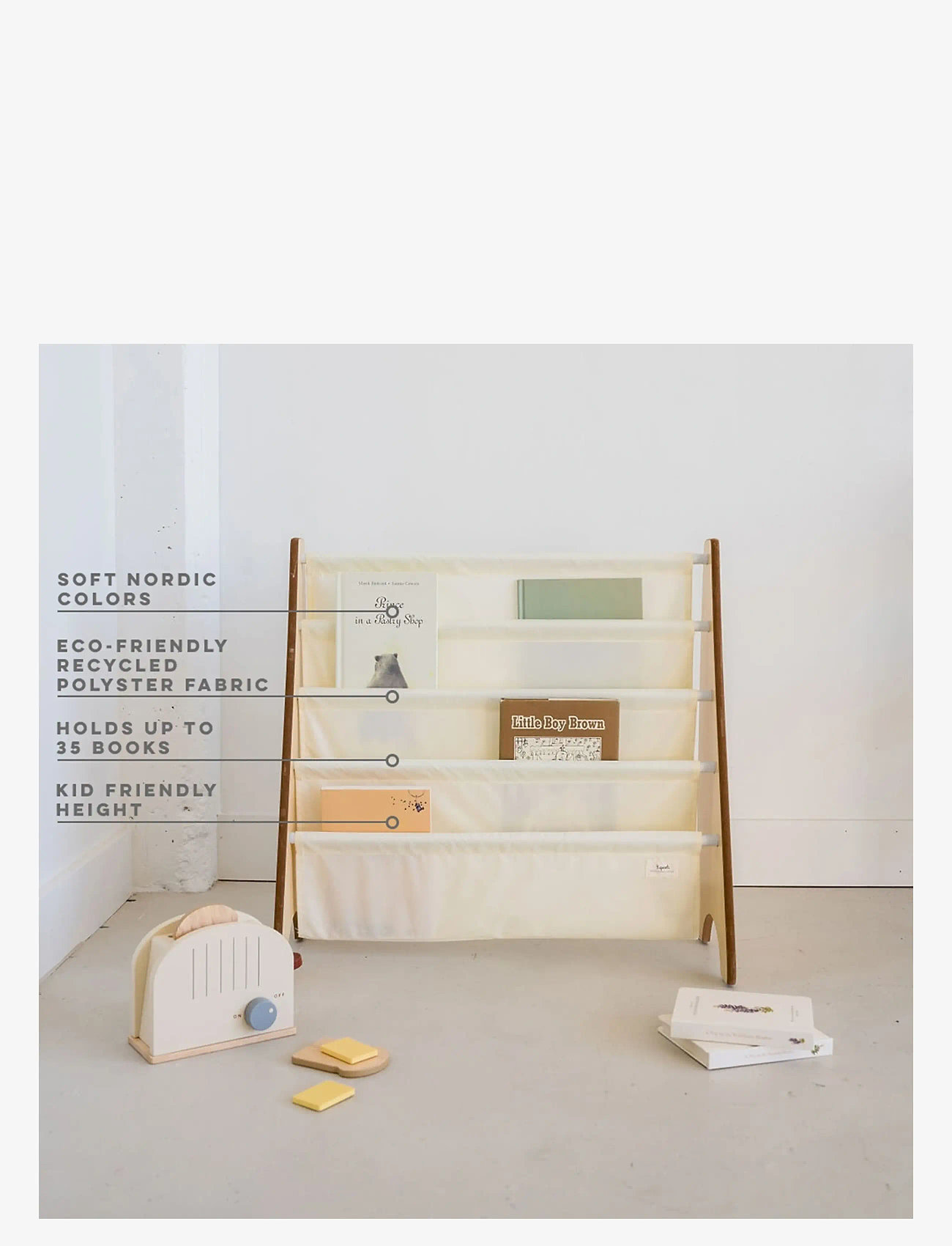 3 Sprouts - 3 Sprouts Book Rack, Cream - regale - beige - 2