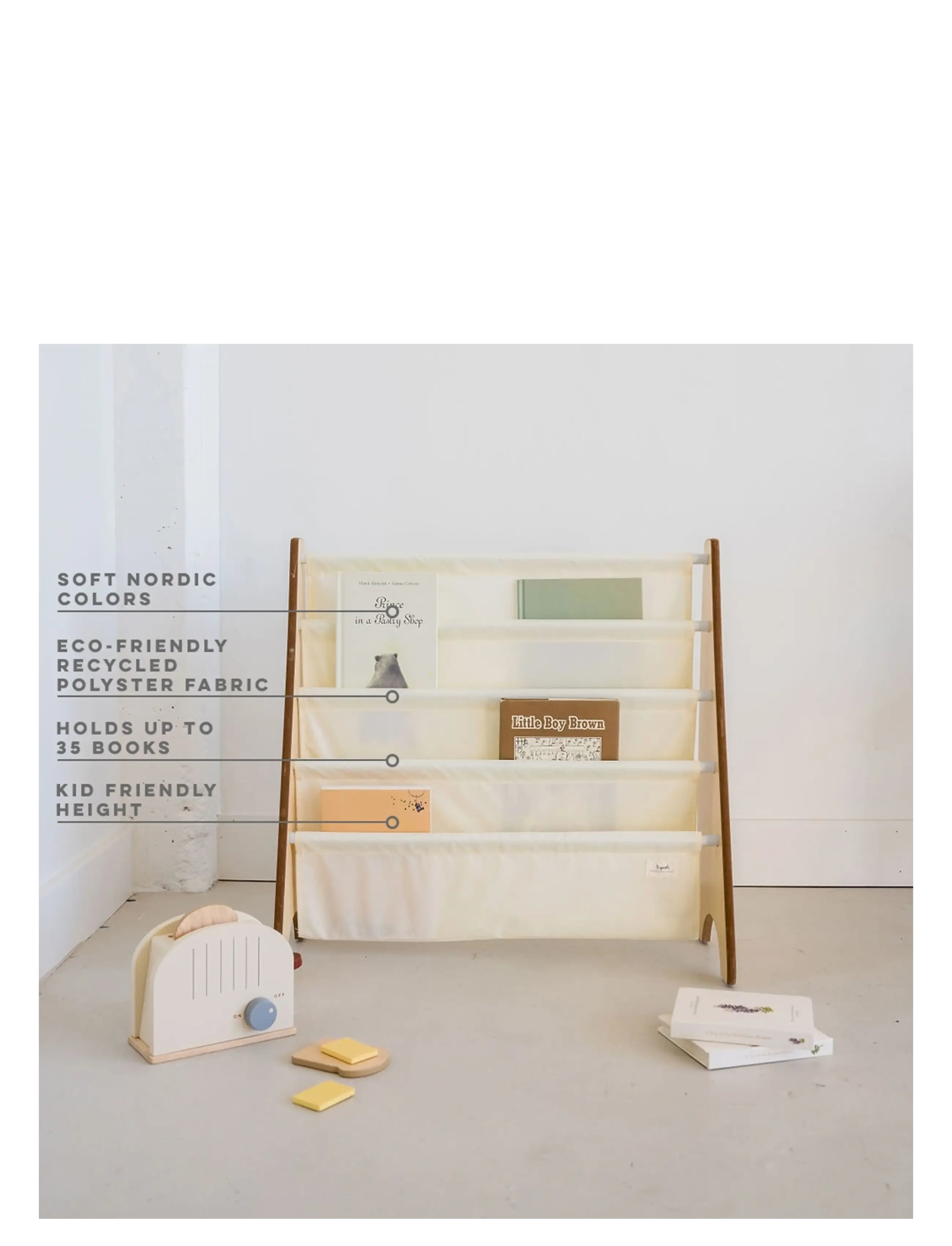3 Sprouts - 3 Sprouts Book Rack, Cream - hillur - beige - 2