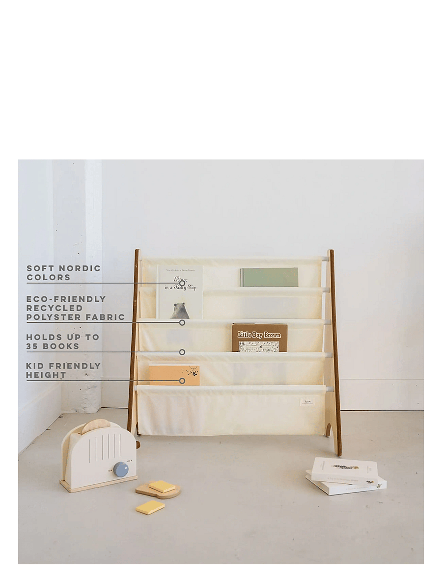 3 Sprouts - 3 Sprouts Book Rack, Cream - hillur - beige - 2