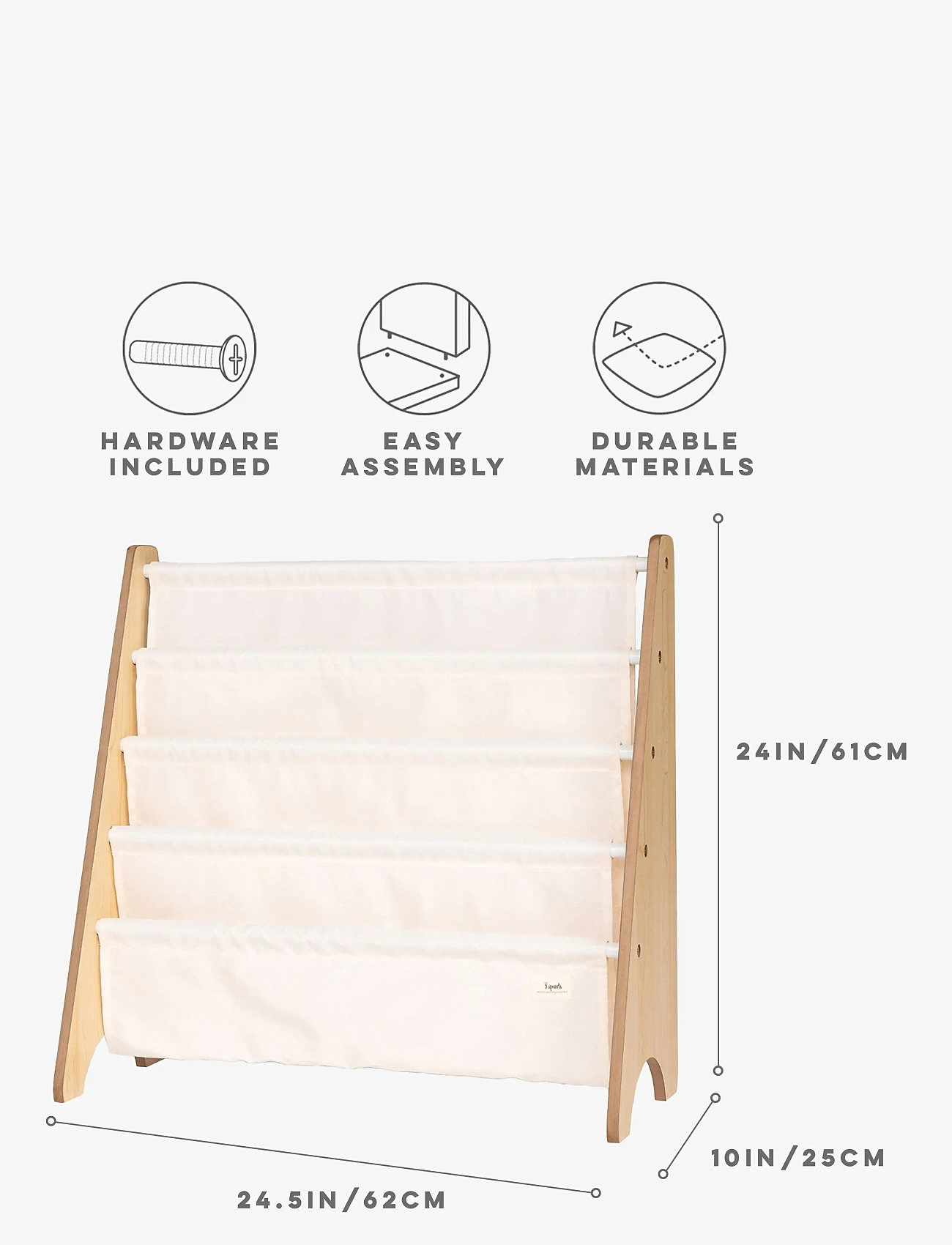 3 Sprouts - 3 Sprouts Book Rack, Cream - regale - beige - 3