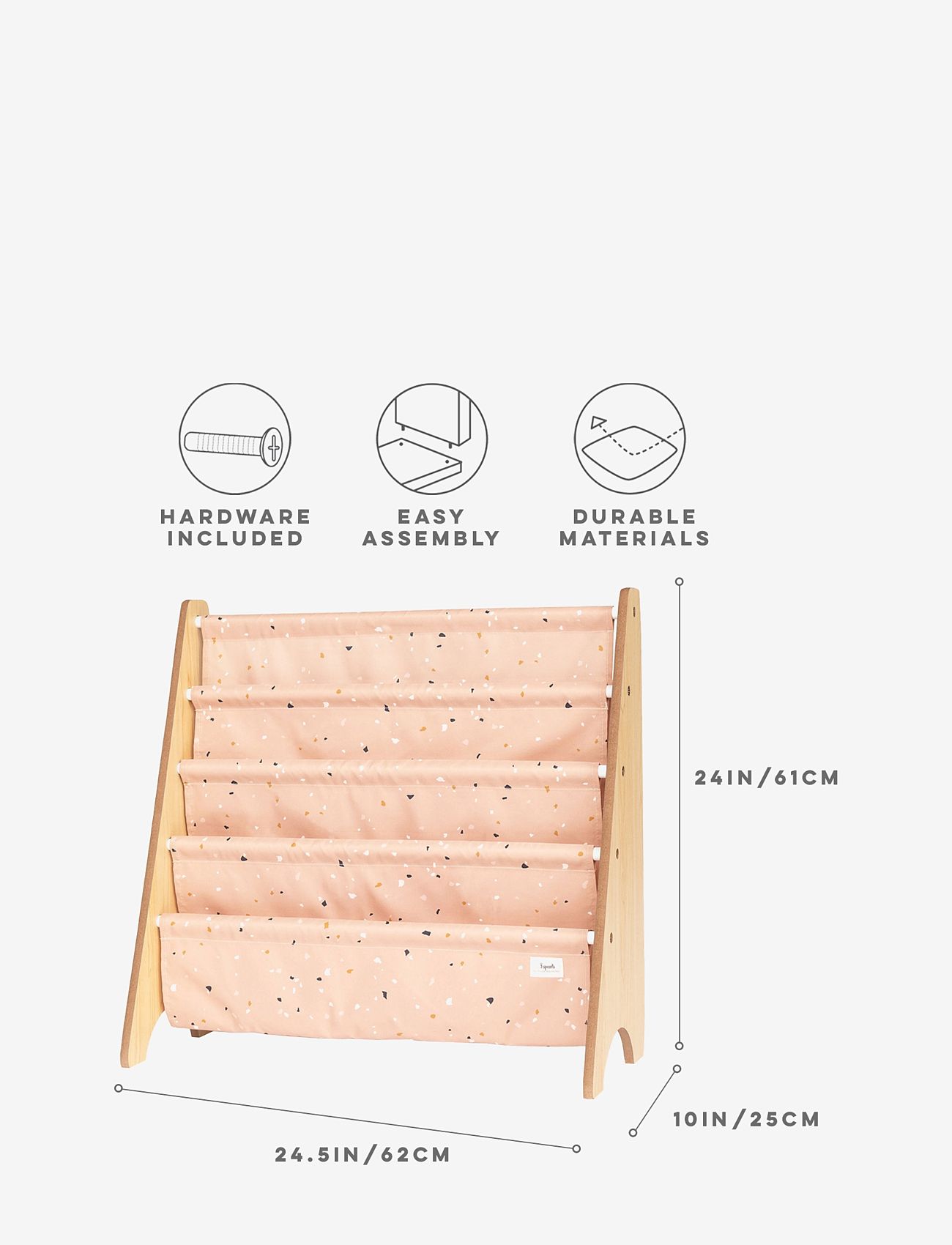 3 Sprouts - 3 Sprouts Book Rack, Terrazzo/Clay - clay - 2