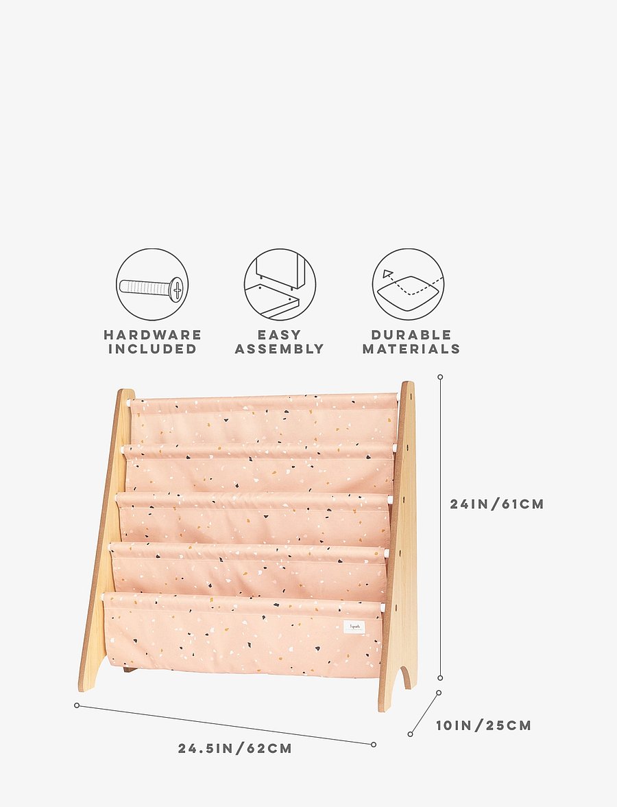 3 Sprouts - 3 Sprouts Book Rack, Terrazzo/Clay - aufbewahrungskörbe - clay - 1