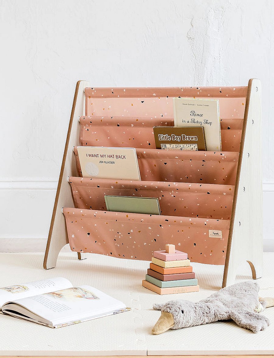 3 Sprouts - 3 Sprouts Book Rack, Terrazzo/Clay - aufbewahrungskörbe - clay - 4