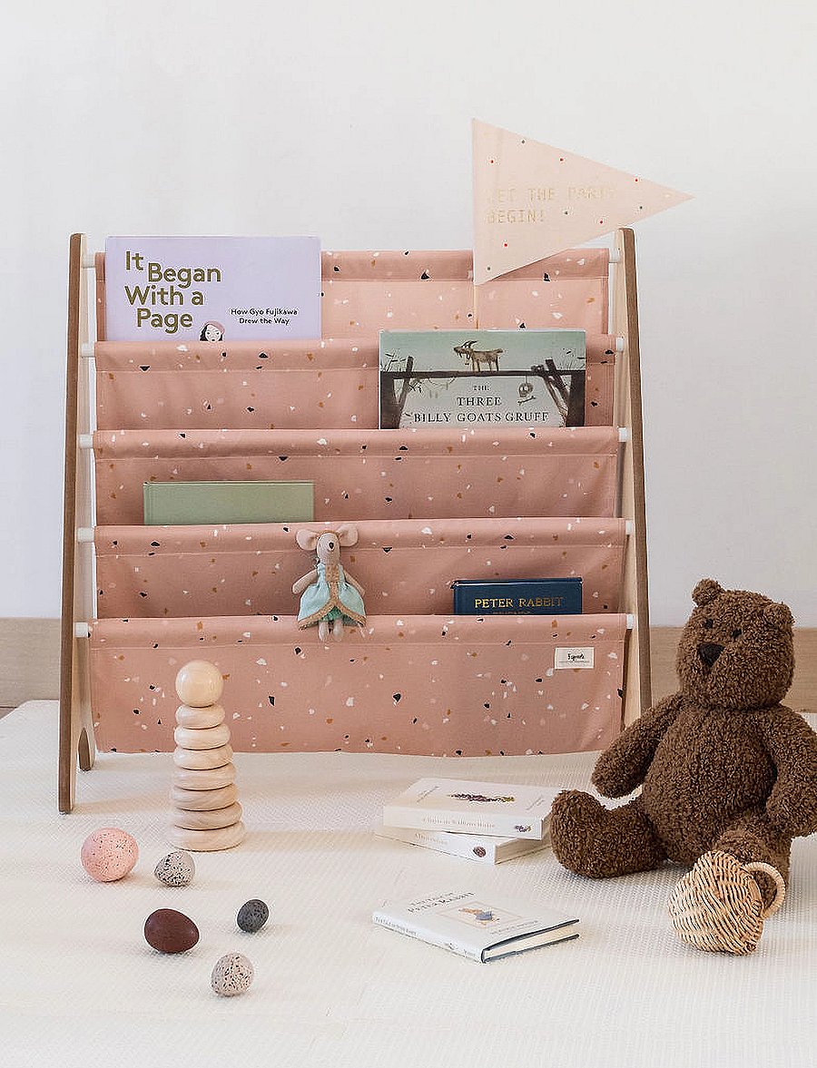 3 Sprouts - 3 Sprouts Book Rack, Terrazzo/Clay - aufbewahrungskörbe - clay - 5