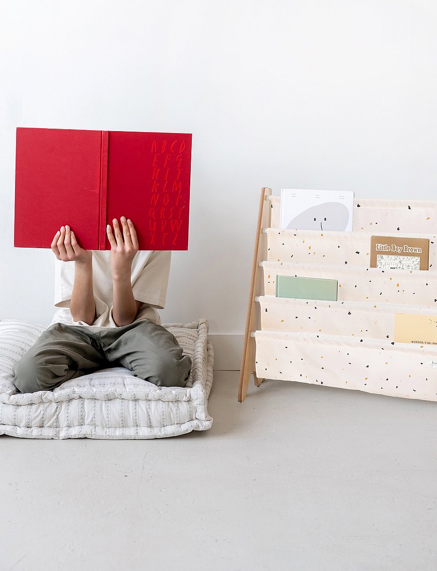 3 Sprouts - 3 Sprouts Book Rack, Terrazzo/Cream - cream - 3