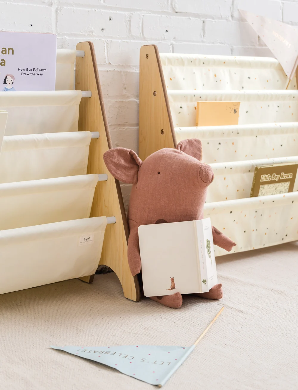 3 Sprouts - 3 Sprouts Book Rack, Terrazzo/Cream - förvaringskorgar - cream - 4