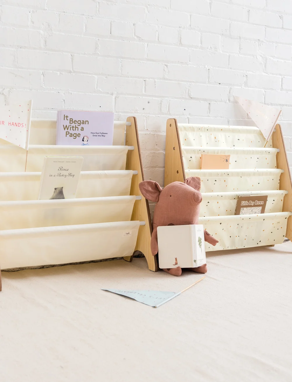 3 Sprouts - 3 Sprouts Book Rack, Terrazzo/Cream - förvaringskorgar - cream - 5