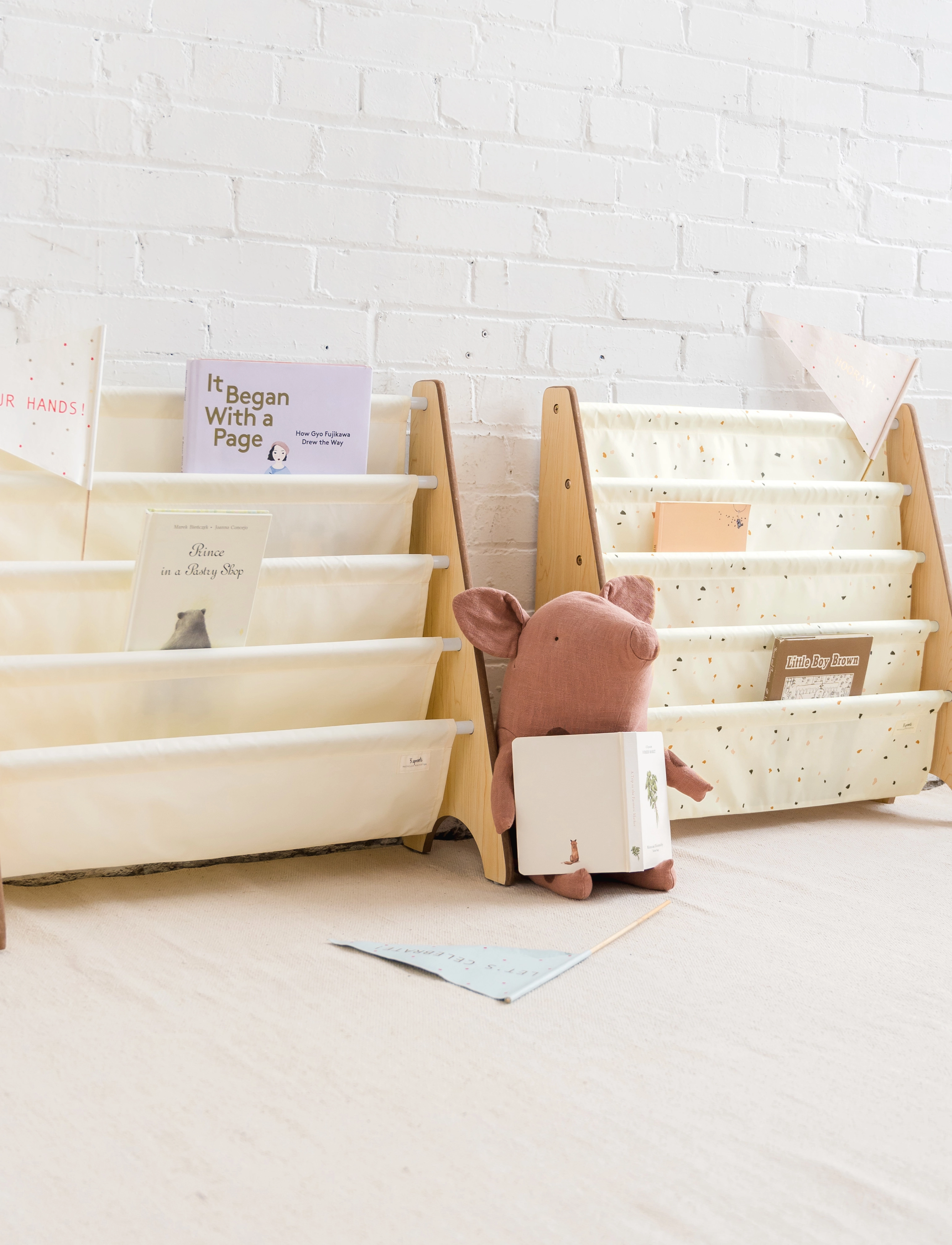 3 Sprouts - 3 Sprouts Book Rack, Terrazzo/Cream - cream - 5