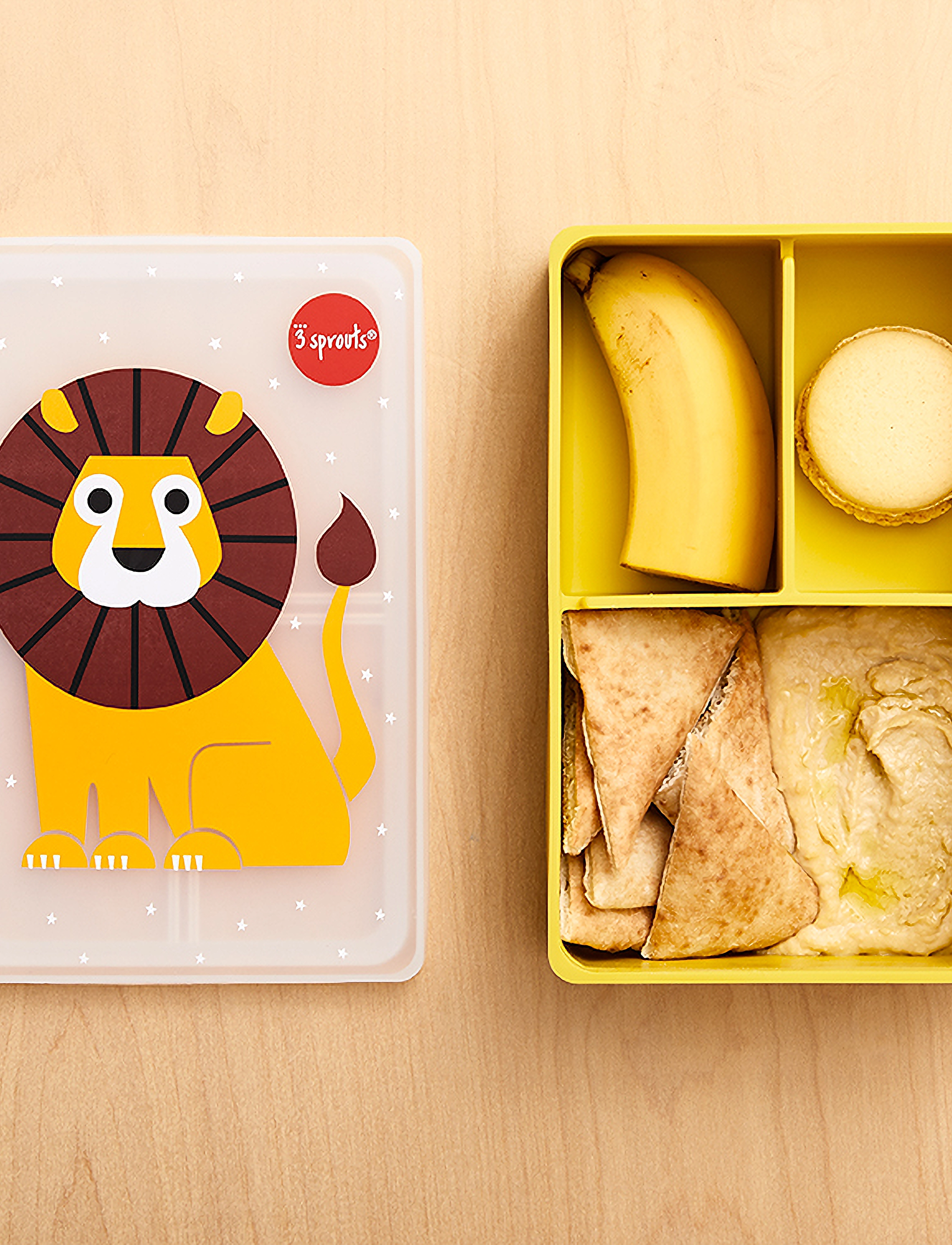 3 Sprouts - 3 Sprouts Silicone Bento Food Box, Lion/Yellow - priešpiečių dėžutės - yellow - 1