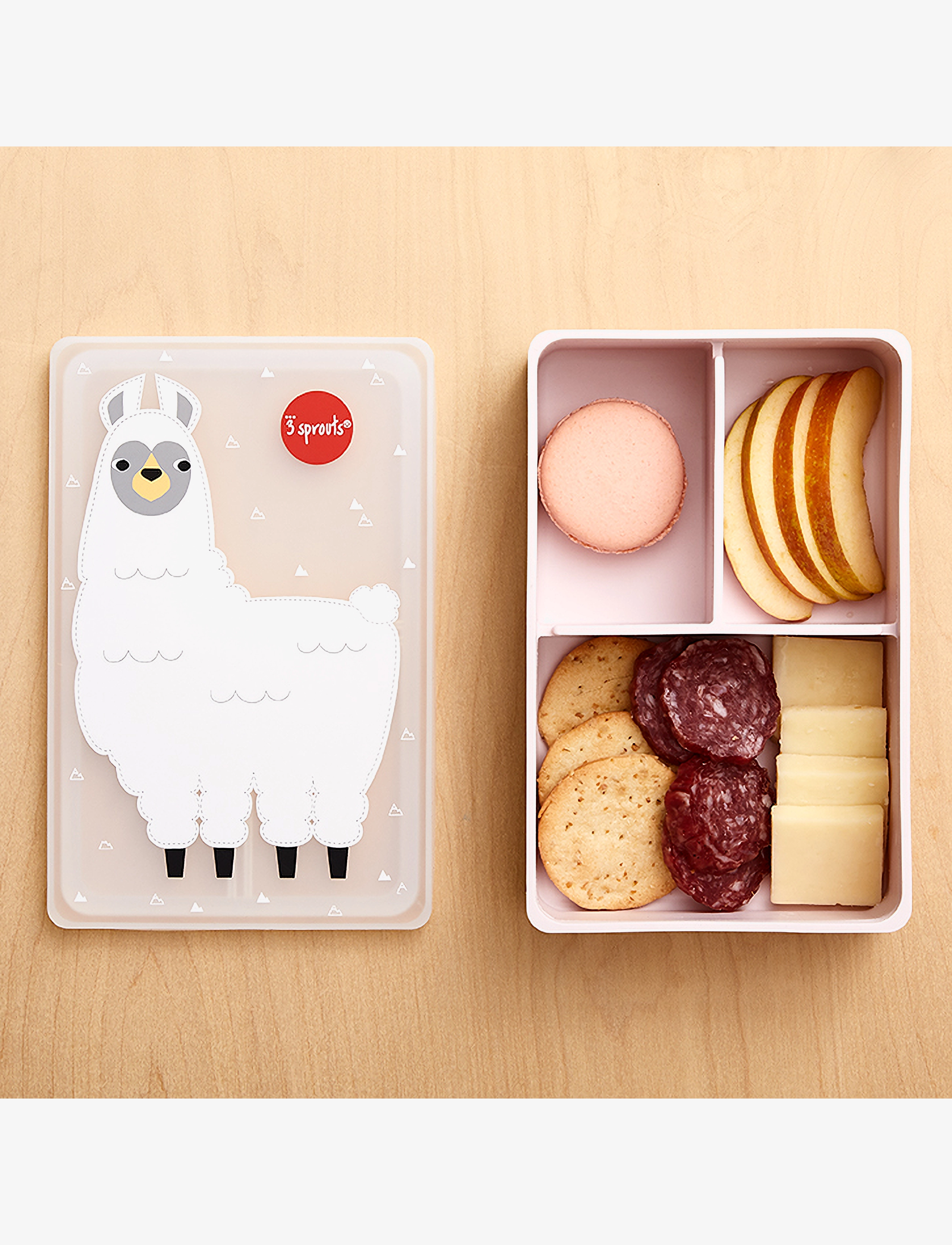 3 Sprouts - 3 Sprouts Madkasse i silikone, Lama - lunch boxes - cream - 2
