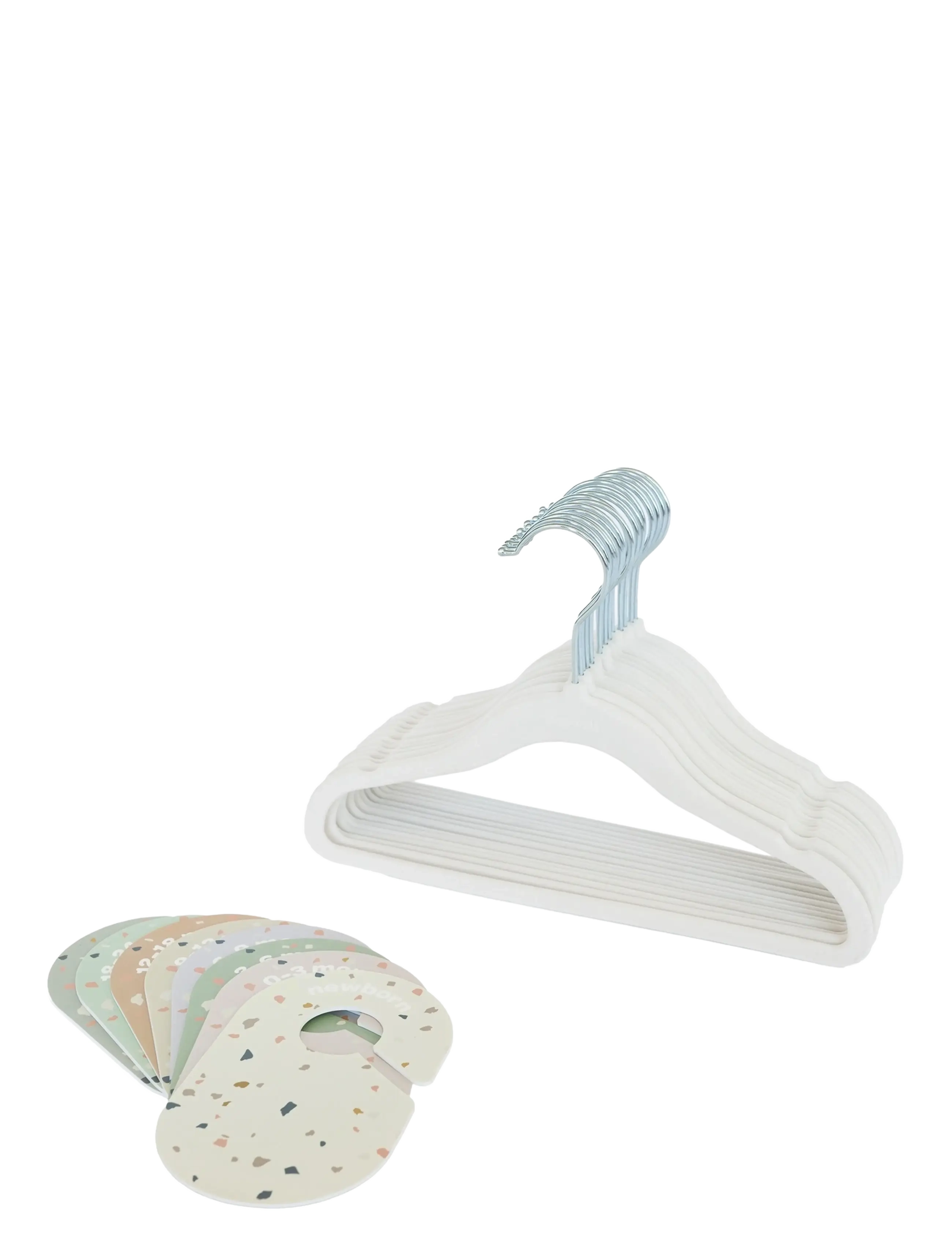 3 Sprouts Set, Velvet Hangers (15 Pcs.) And Closet Divider (8 Pcs.), Cream/Terrazzo, Krog og bøjle, Hvid, Str: ONE SIZE