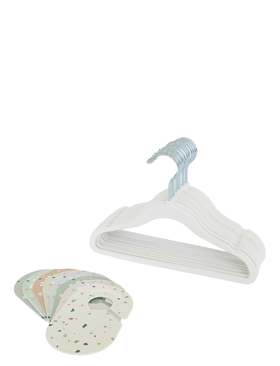 3 Sprouts - 3 Sprouts Set, Velvet Hangers (15 pcs.) and Closet Divider (8 pcs.), Cream/Terrazzo - crochets et suspensions - beige - 1