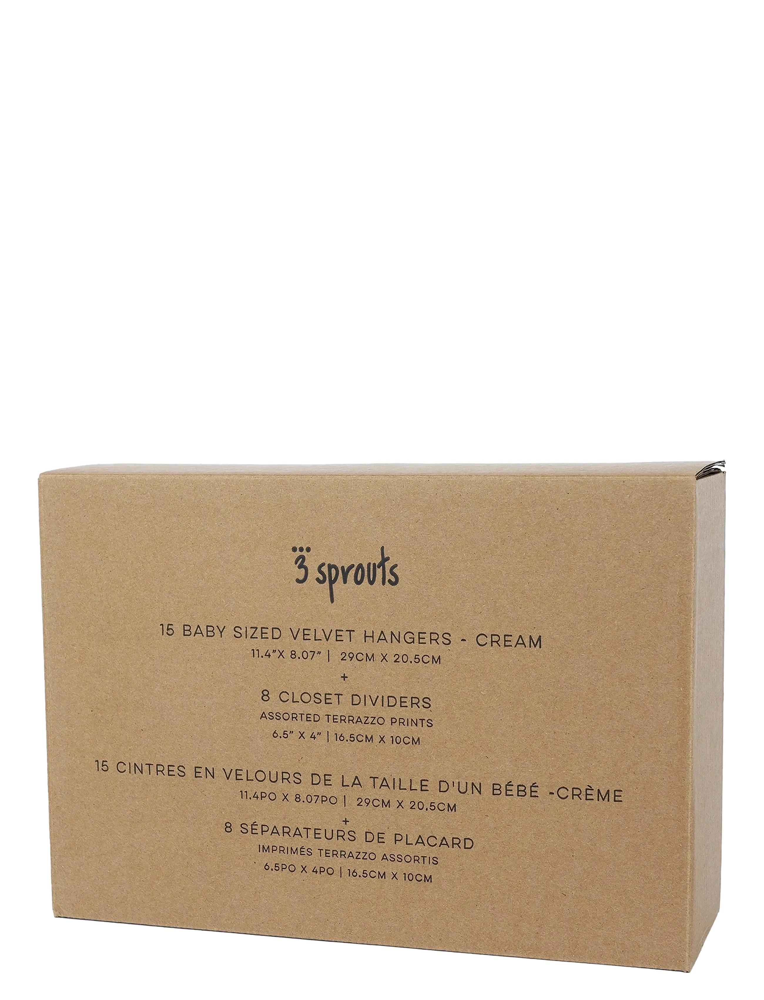 3 Sprouts - 3 Sprouts Set, Velvet Hangers (15 pcs.) and Closet Divider (8 pcs.), Cream/Terrazzo - crochets et suspensions - beige - 2