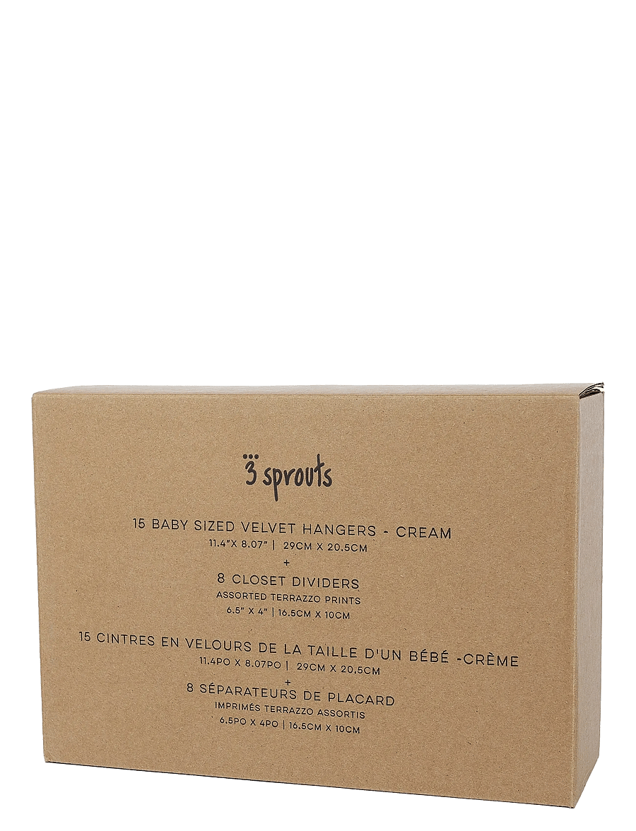 3 Sprouts - 3 Sprouts Set, Velvet Hangers (15 pcs.) and Closet Divider (8 pcs.), Cream/Terrazzo - crochets et suspensions - beige - 2