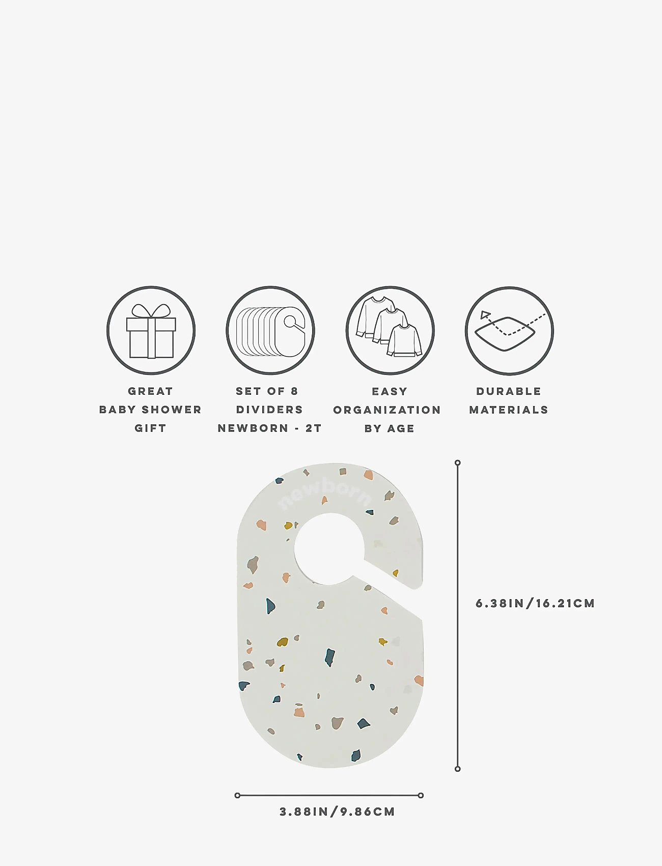 3 Sprouts - 3 Sprouts Set, Velvet Hangers (15 pcs.) and Closet Divider (8 pcs.), Cream/Terrazzo - knager & bøjler - beige - 3