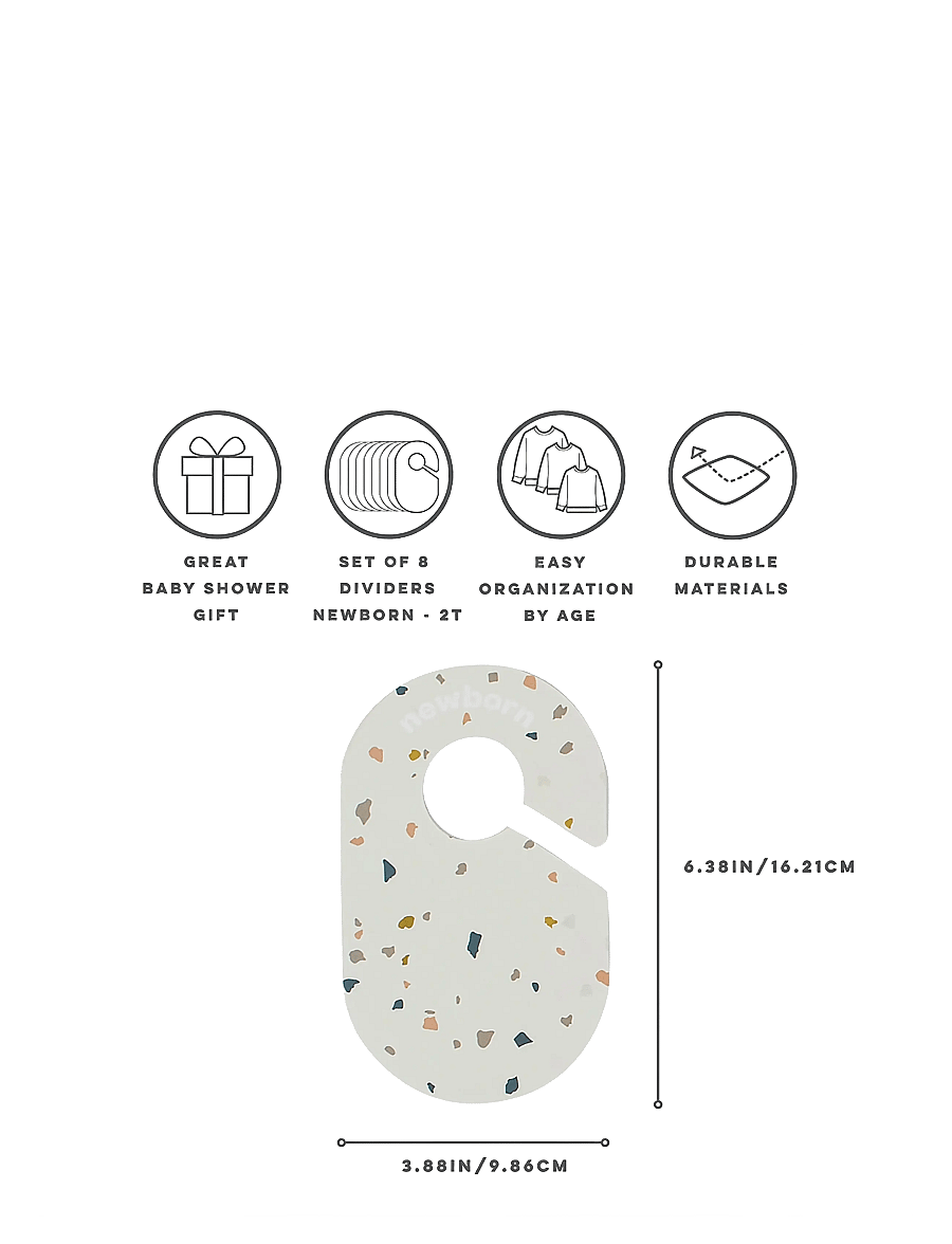 3 Sprouts - 3 Sprouts Set, Velvet Hangers (15 pcs.) and Closet Divider (8 pcs.), Cream/Terrazzo - crochets et suspensions - beige - 3
