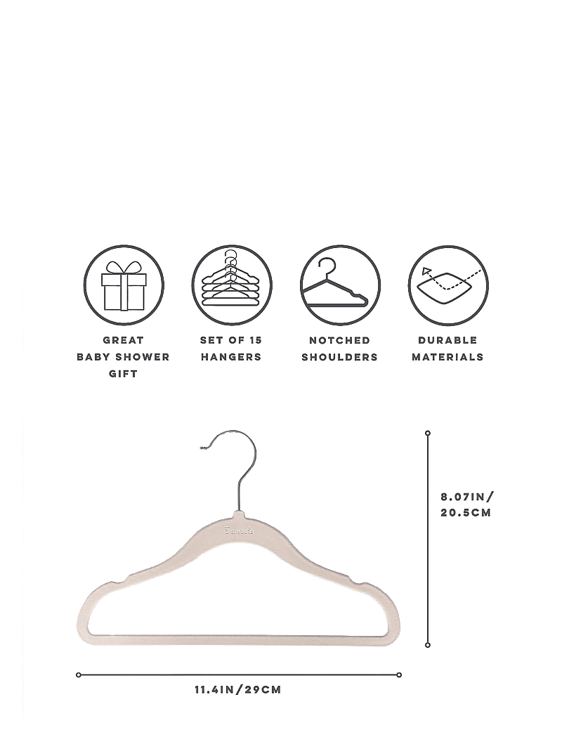 3 Sprouts - 3 Sprouts Set, Velvet Hangers (15 pcs.) and Closet Divider (8 pcs.), Cream/Terrazzo - knager & bøjler - beige - 4