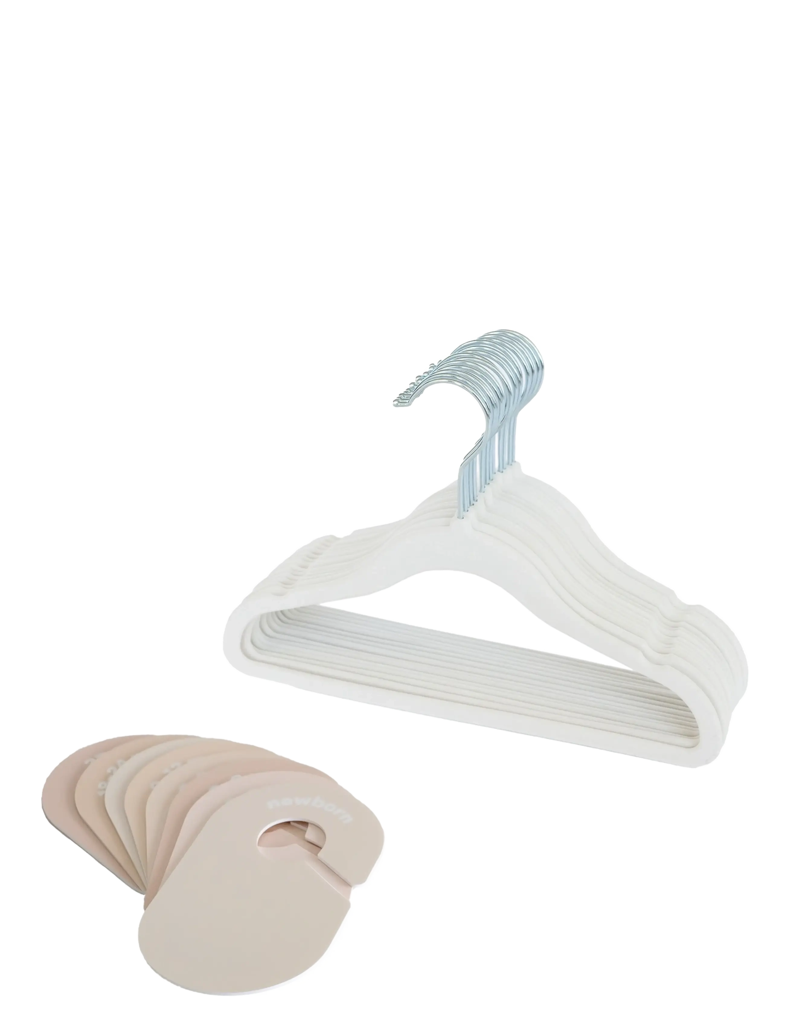3 Sprouts Set, Velvet Hangers (15 Pieces) And Closet Dividers (8 Pieces), Cream Neutral, Krog og bøjle, Creme, Str: ONE SIZE