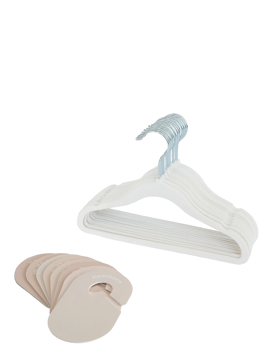 3 Sprouts - 3 Sprouts Set, Velvet Hangers (15 pieces) and Closet Dividers (8 pieces), Cream neutral - crochets et suspensions - beige - 1