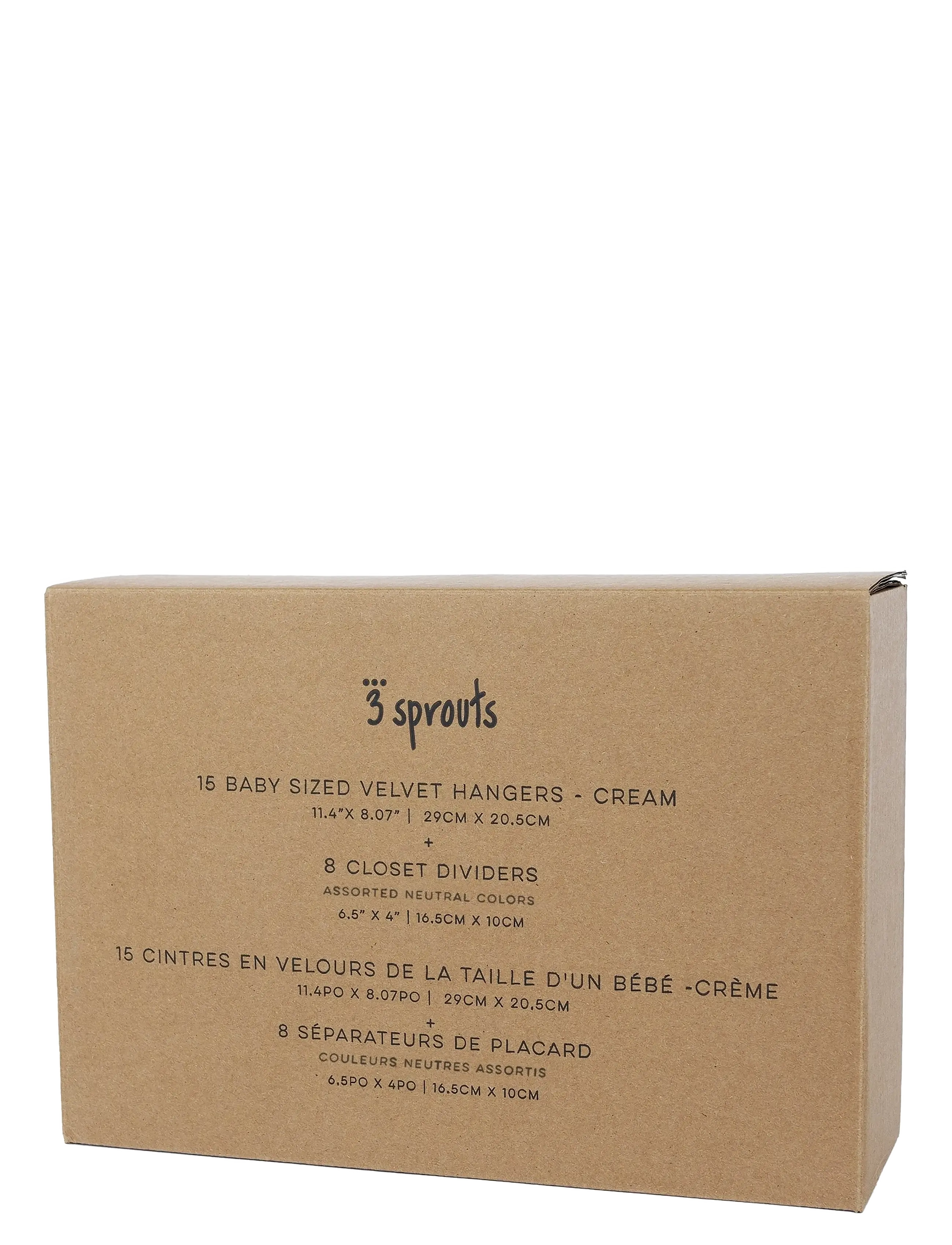 3 Sprouts - 3 Sprouts Set, Velvet Hangers (15 pieces) and Closet Dividers (8 pieces), Cream neutral - crochets et suspensions - beige - 2