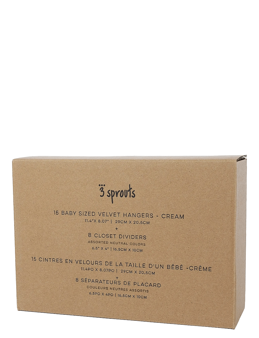 3 Sprouts - 3 Sprouts Set, Velvet Hangers (15 pieces) and Closet Dividers (8 pieces), Cream neutral - crochets et suspensions - beige - 2