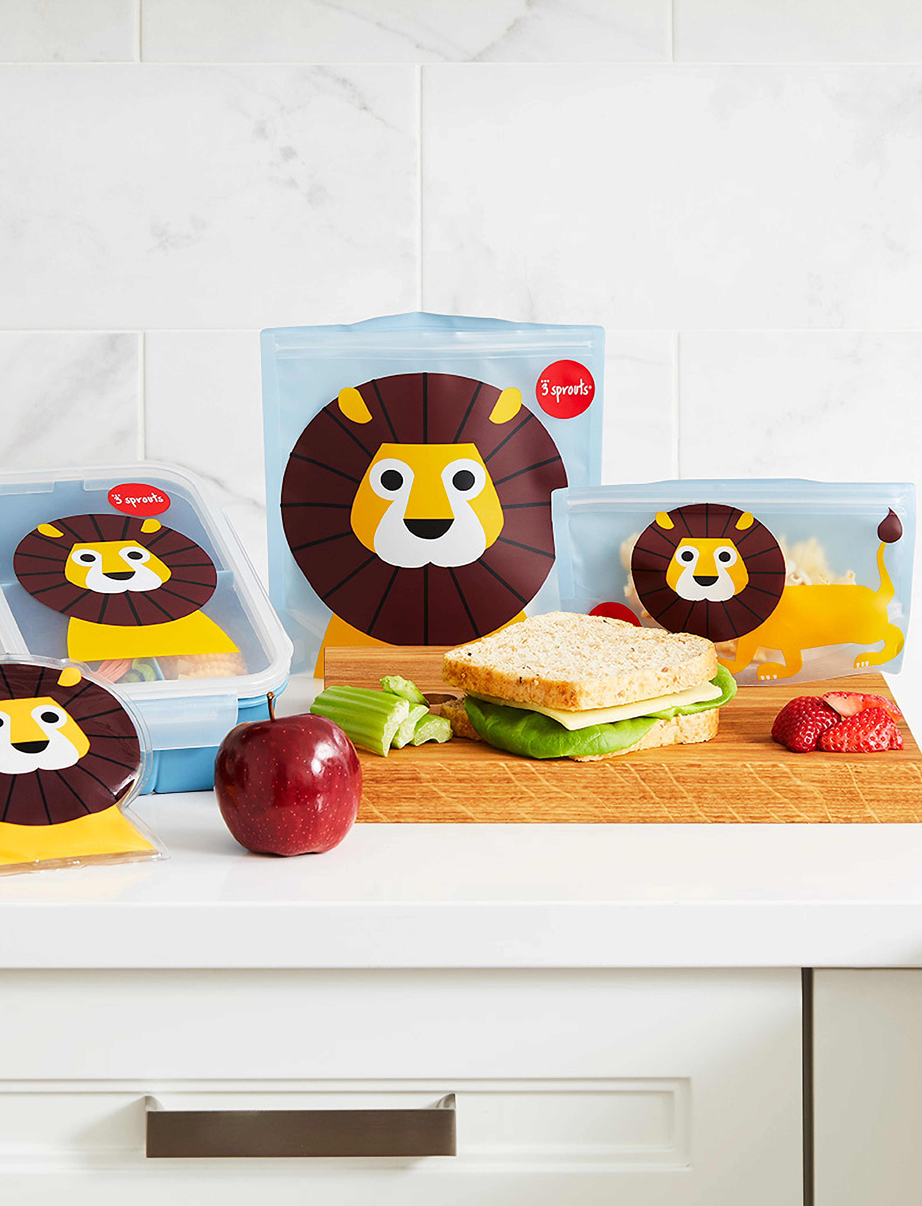 3 Sprouts - 3 Sprouts Snack Bag (2 pack), Lion/Blue - laveste priser - blue - 3